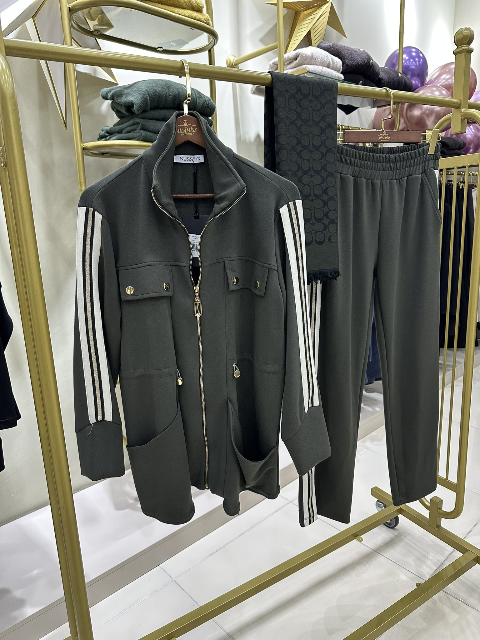 Nuss Triko 26K1043 Fermuarlı Pantolonlu Takım Haki