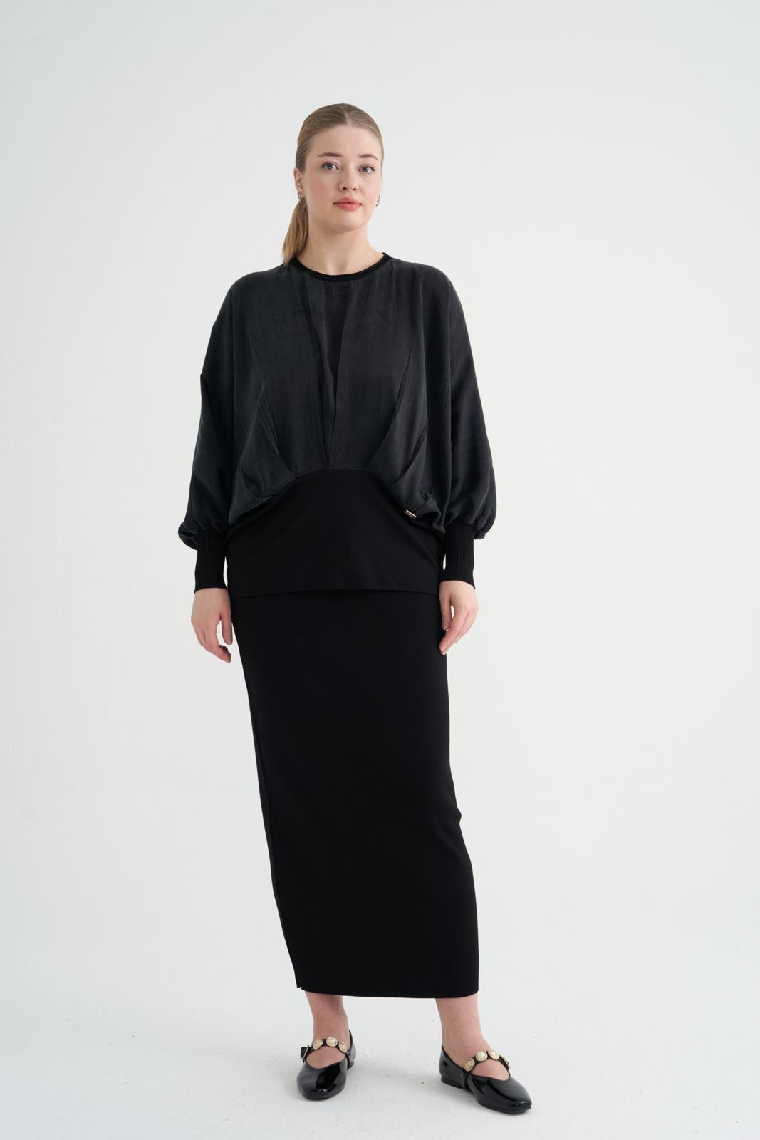 NİLİWİ FERMUARLI BLUZ SİYAH