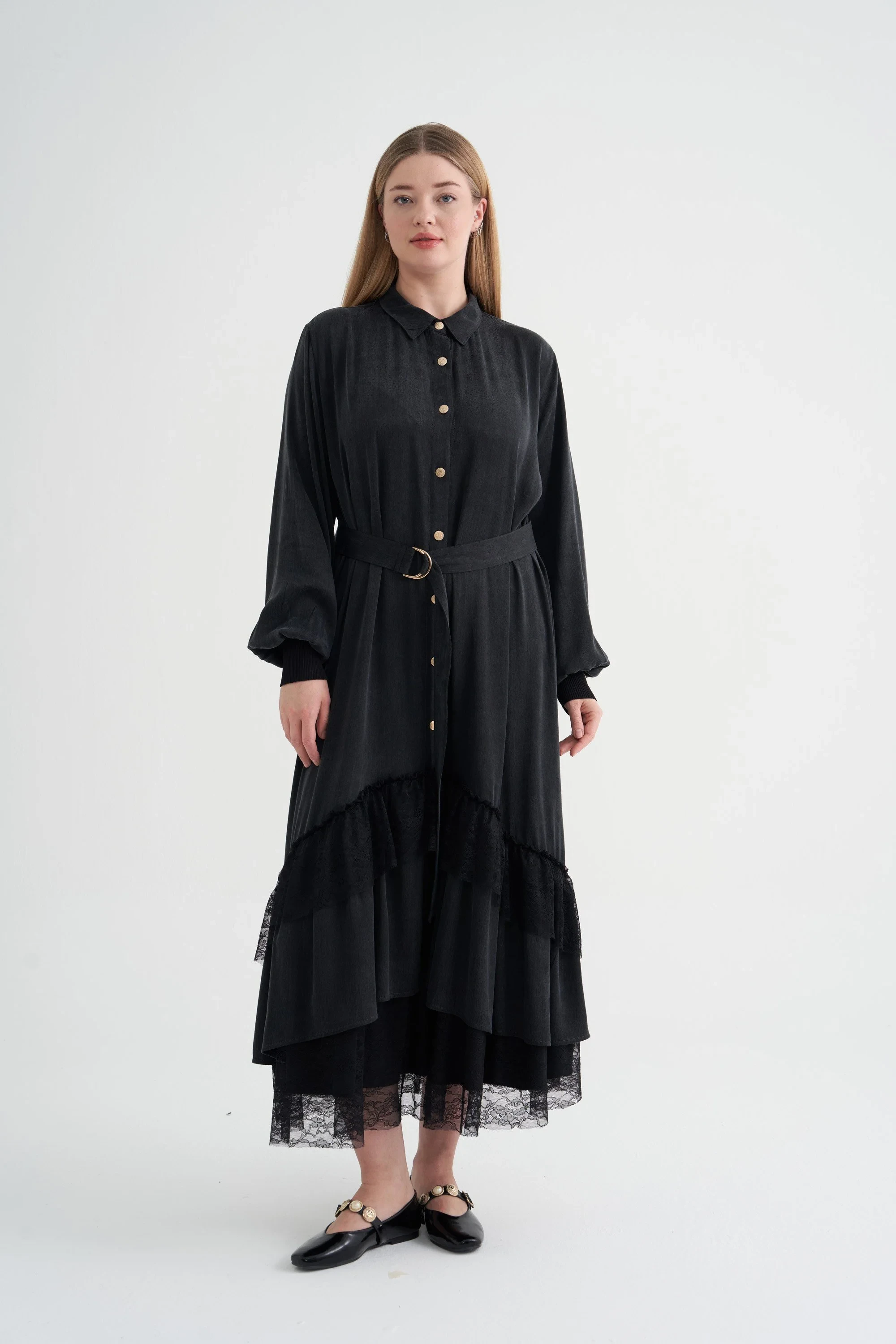 NİLİWİ KUPRA ELBİSE SİYAH