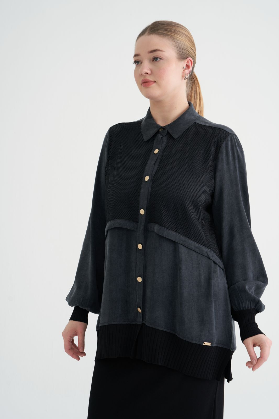 NİLİWİ KUPRA GÖMLEK SİYAH