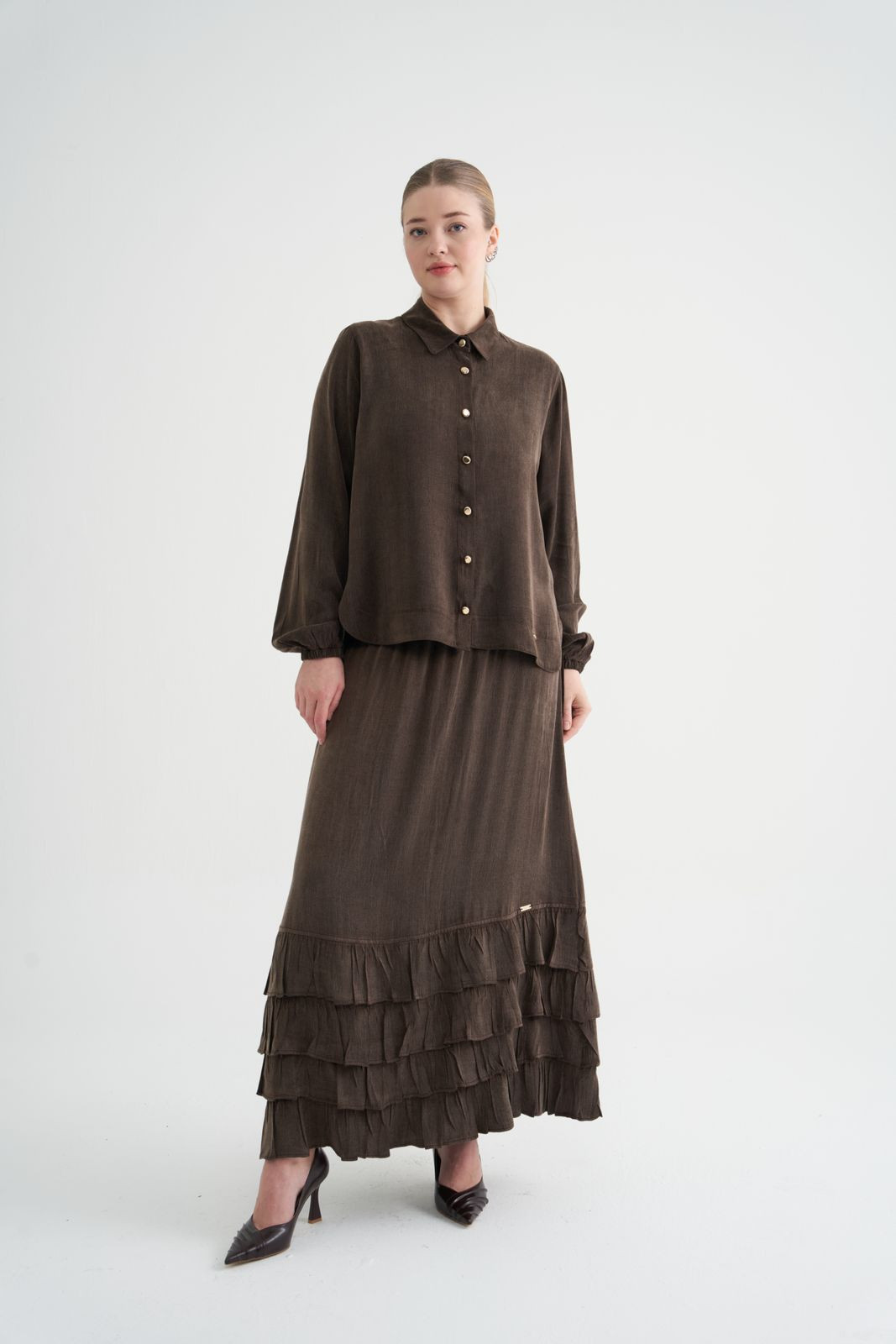 NİLİWİ MODAL GÖMLEK KAHVE