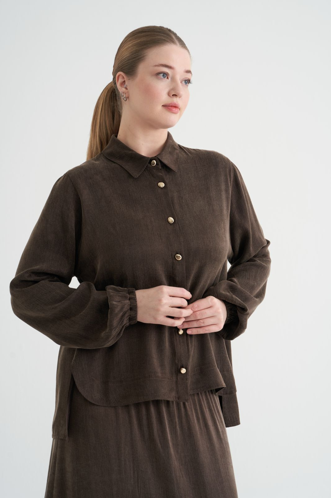 NİLİWİ MODAL GÖMLEK KAHVE