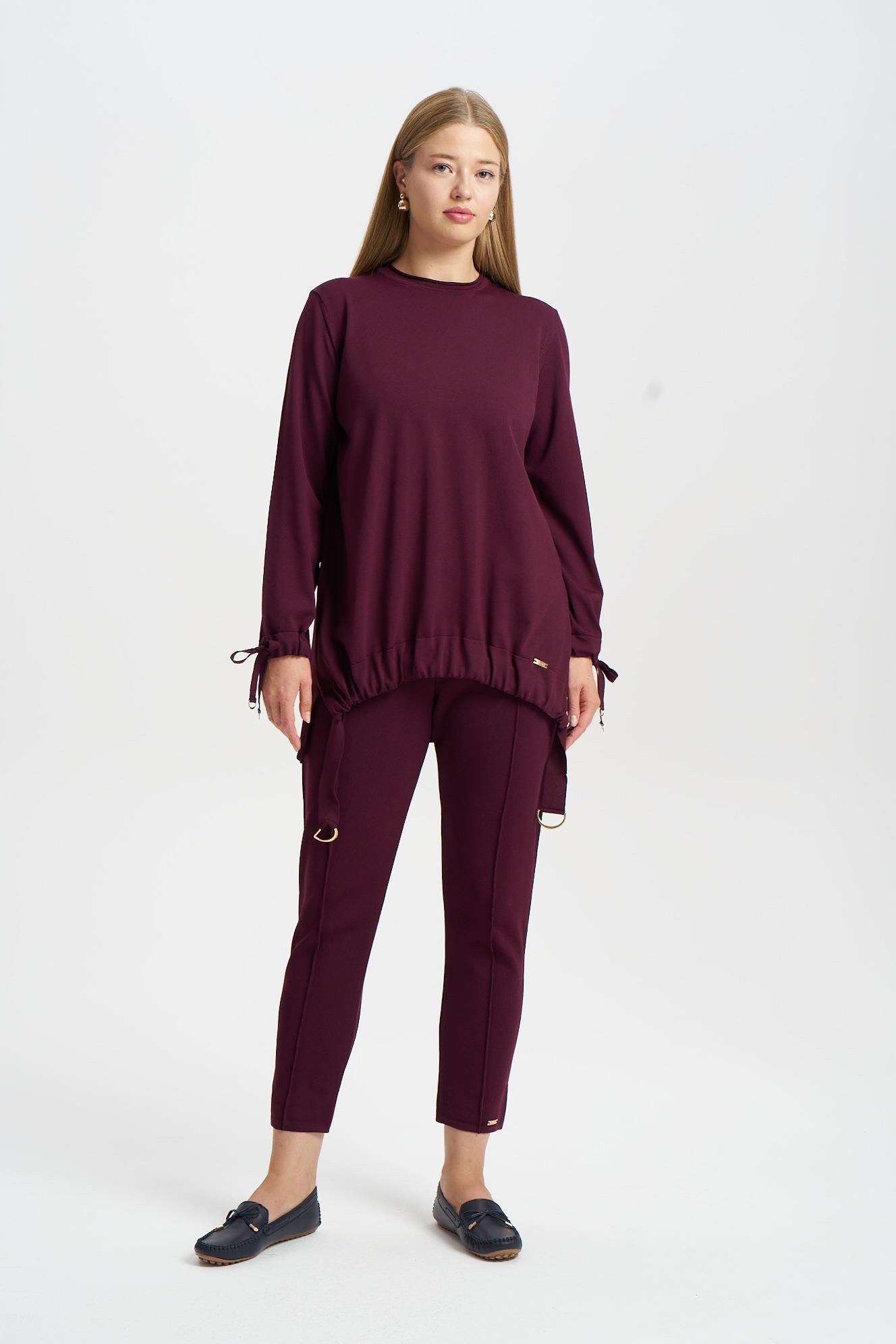 NİLİWİ ÖN ETEĞİ VE KOLLARI BÜZGÜLÜ TUNİK