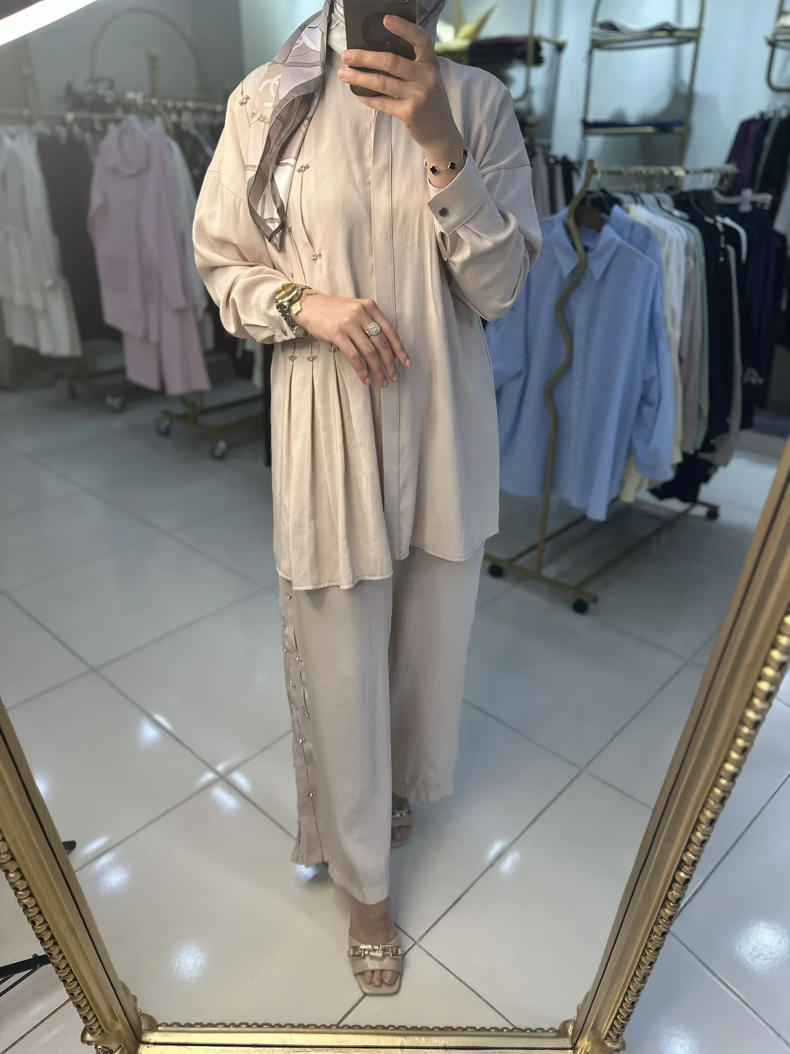 JENNE PİLE DETAYLI TAŞLI İKİLİ TAKIM