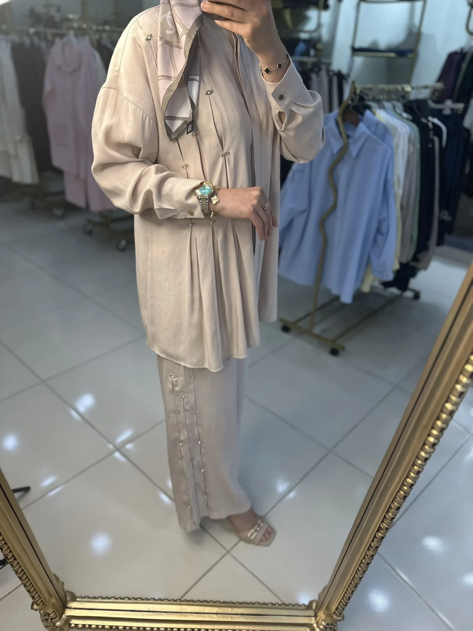 JENNE PİLE DETAYLI TAŞLI İKİLİ TAKIM