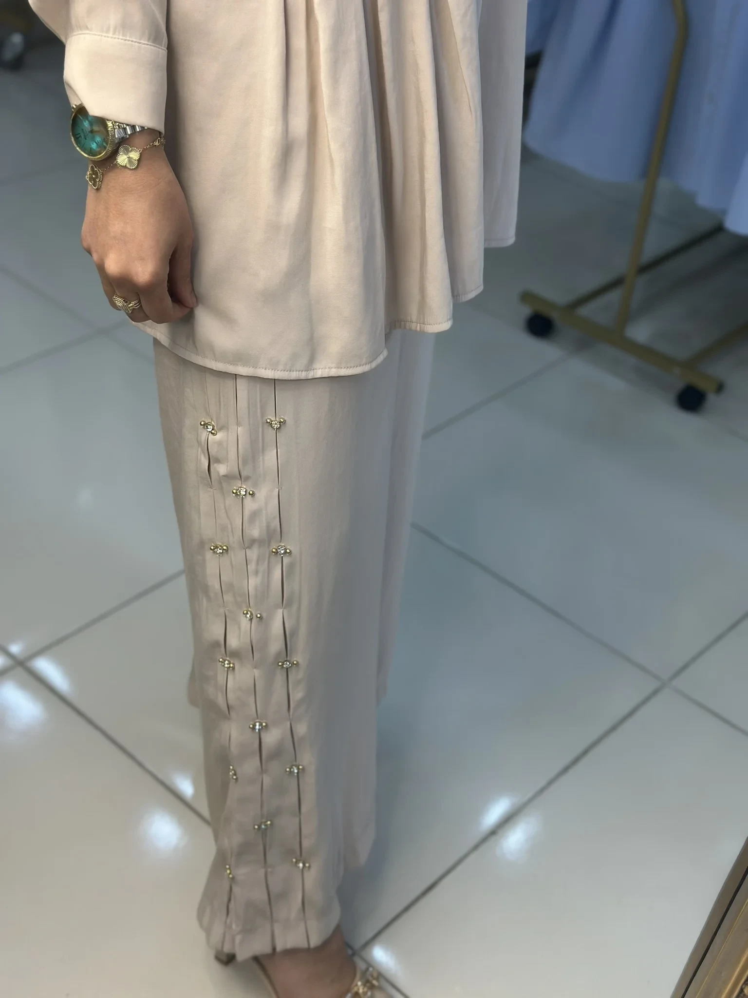 JENNE PİLE DETAYLI TAŞLI İKİLİ TAKIM