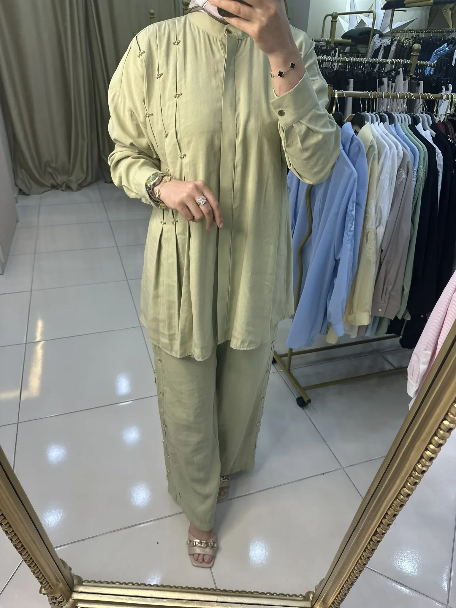 JENNE PİLE DETAYLI TAŞLI İKİLİ TAKIM