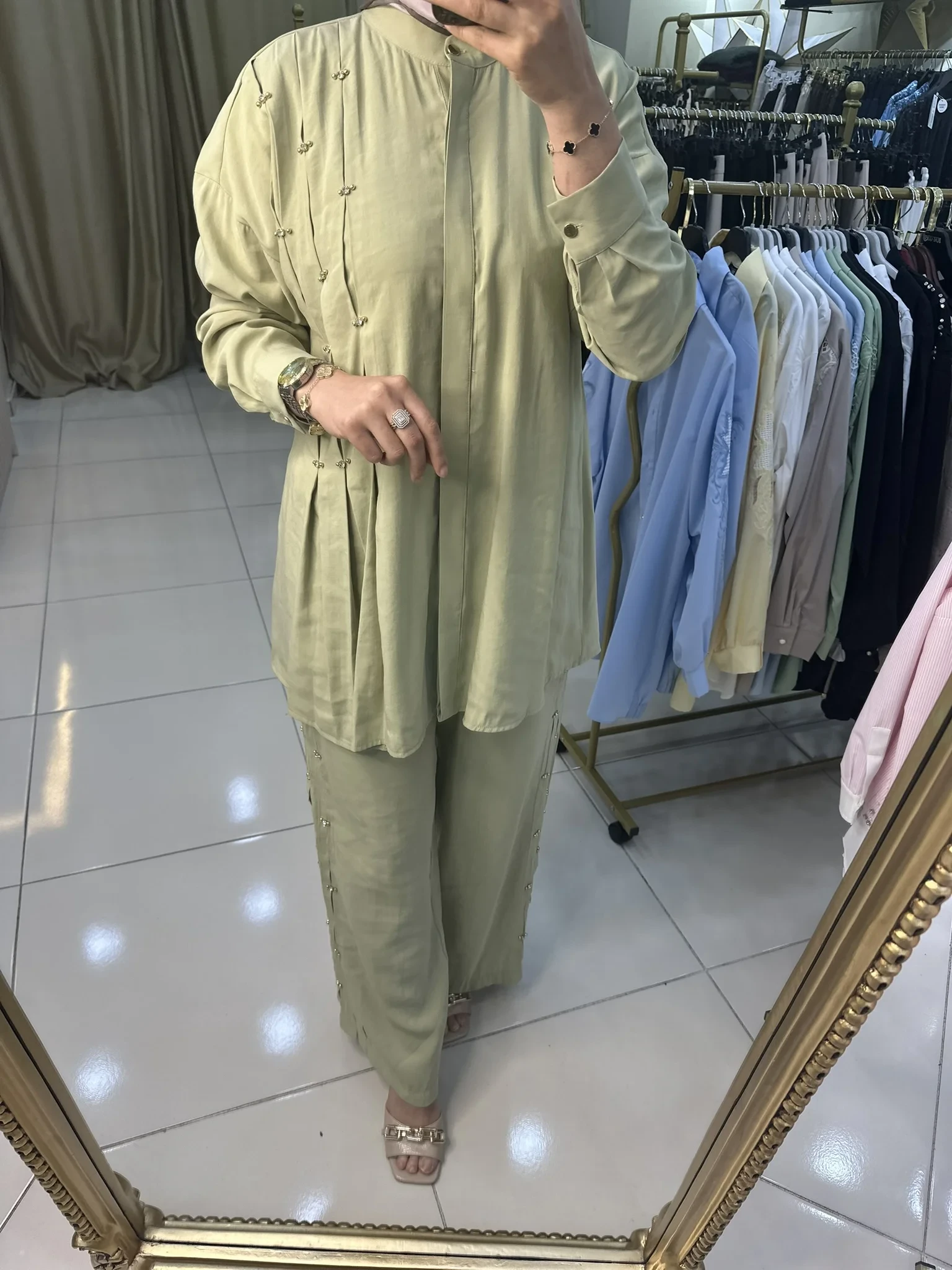 JENNE PİLE DETAYLI TAŞLI İKİLİ TAKIM