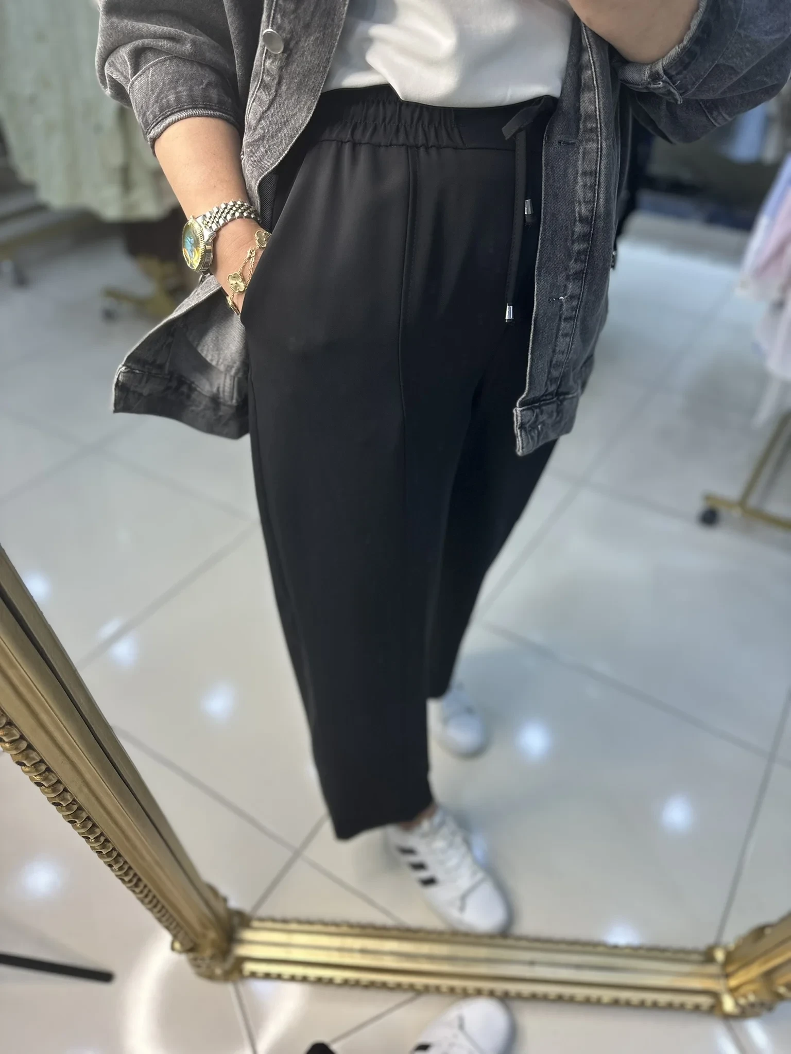 SENTEZ MARKA ELEGANCE BELİ LASTİKLİ DAR PAÇA PANTOLON