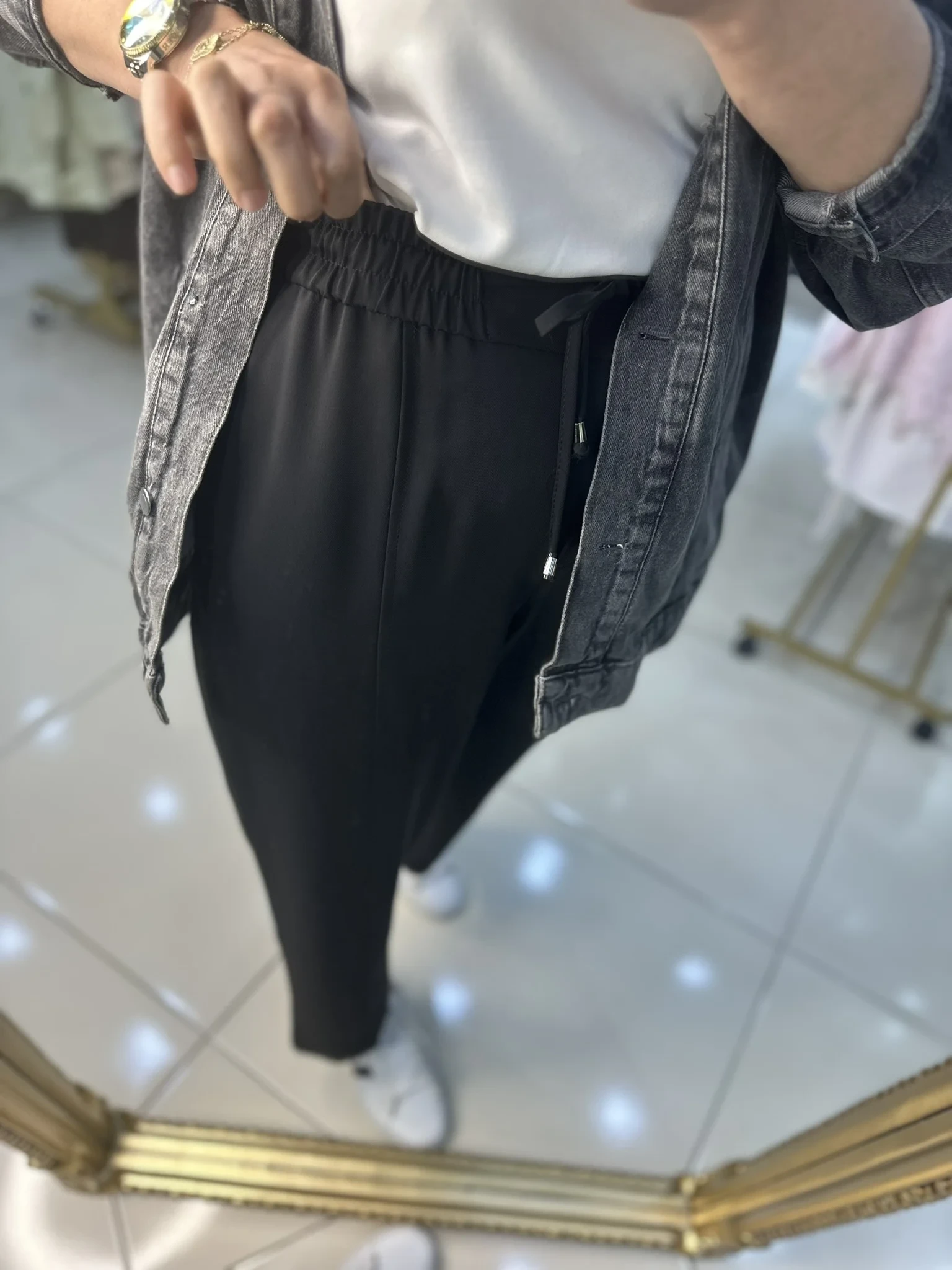 SENTEZ MARKA ELEGANCE BELİ LASTİKLİ DAR PAÇA PANTOLON