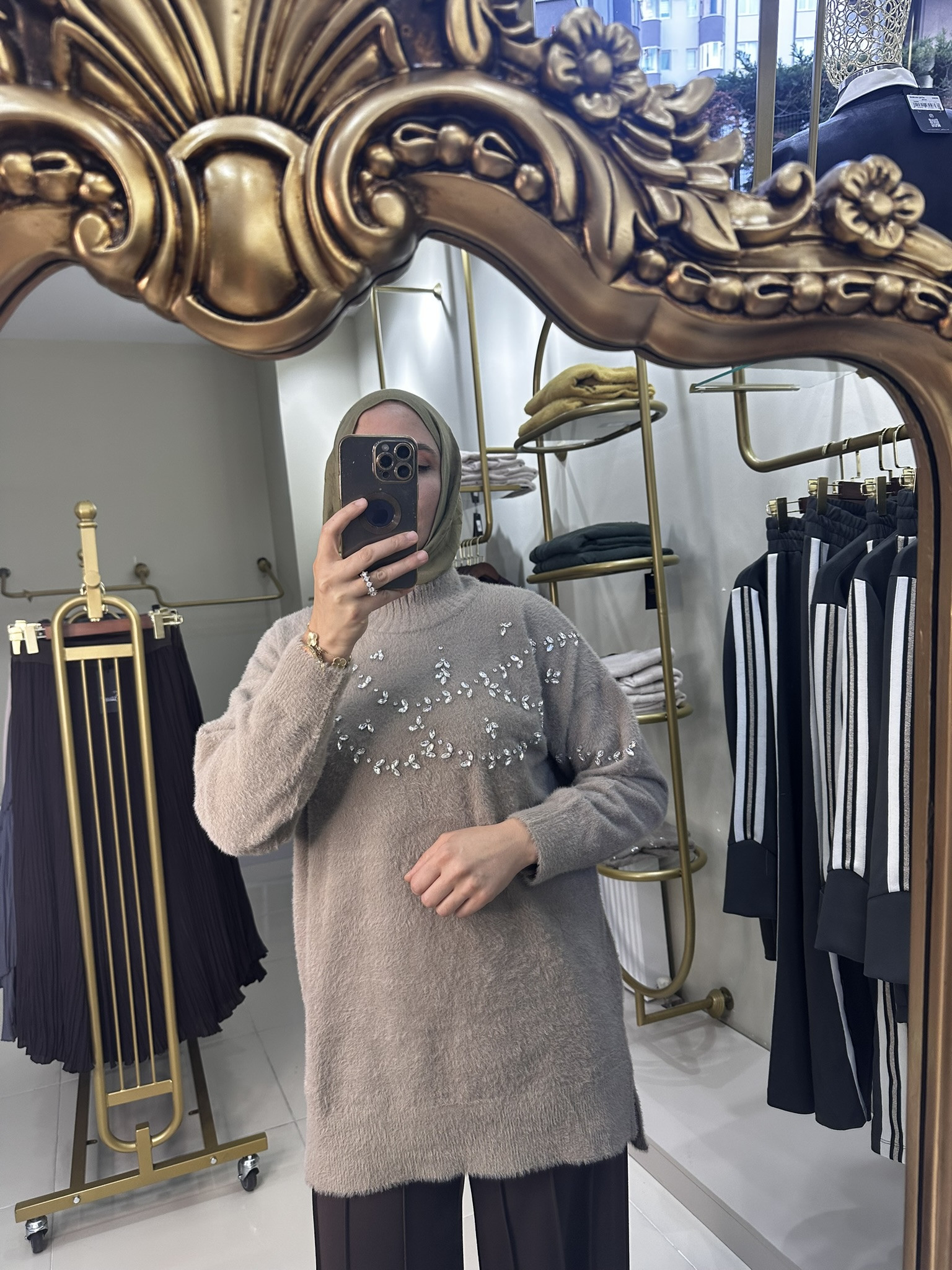 Nuss NS-26K7002 Taş İşlemeli Angora Kazak Tunik