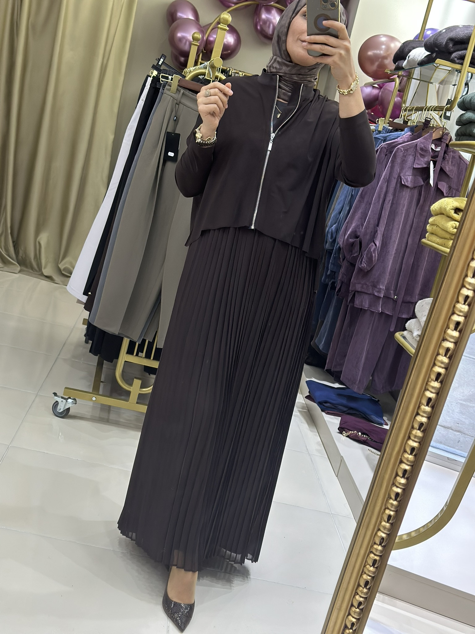 NURCAN ÇETİN ELBİSE KAHVE