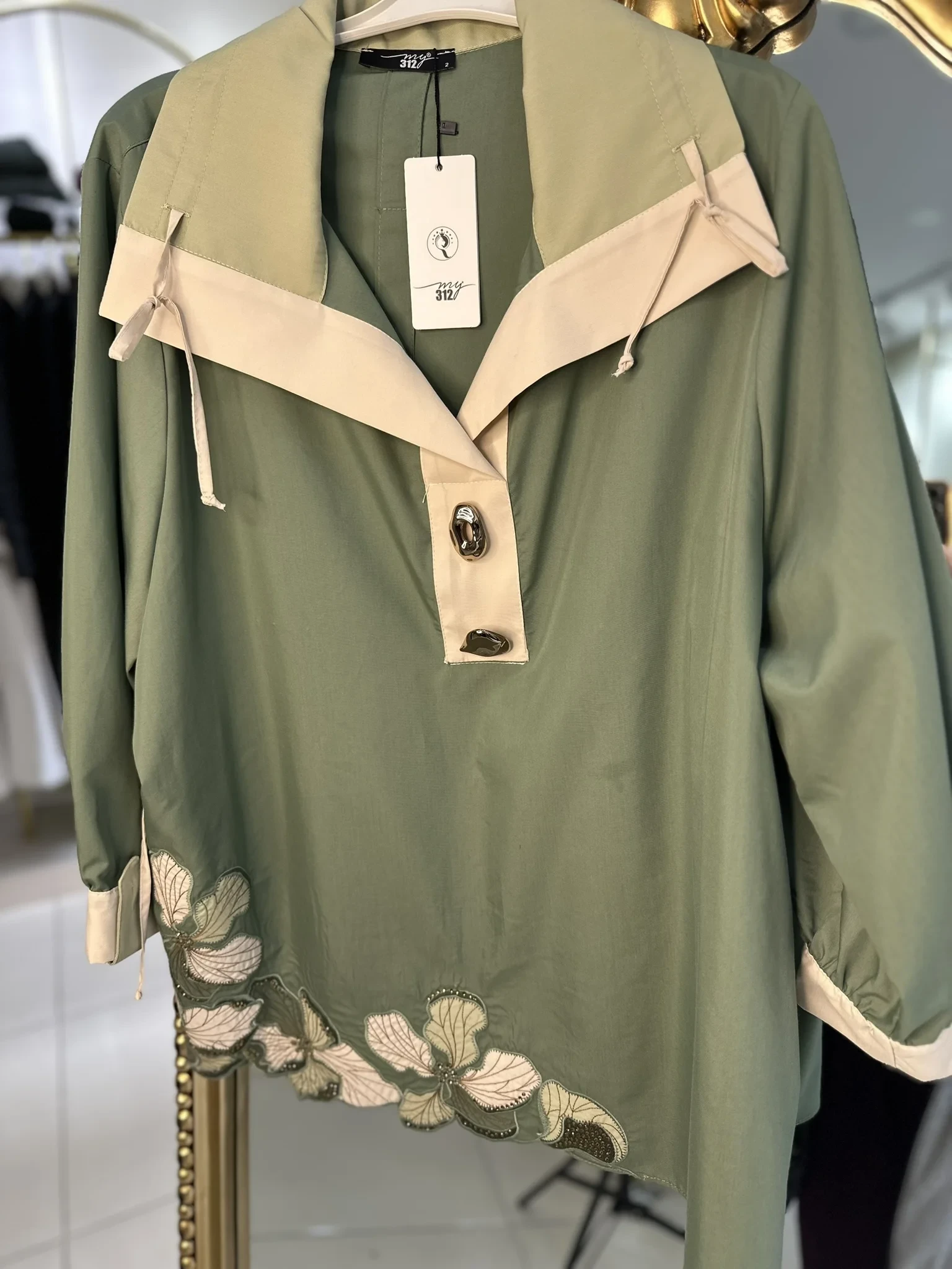 MY312 ÖNÜ NAKIŞLI TUNİK HAKİ