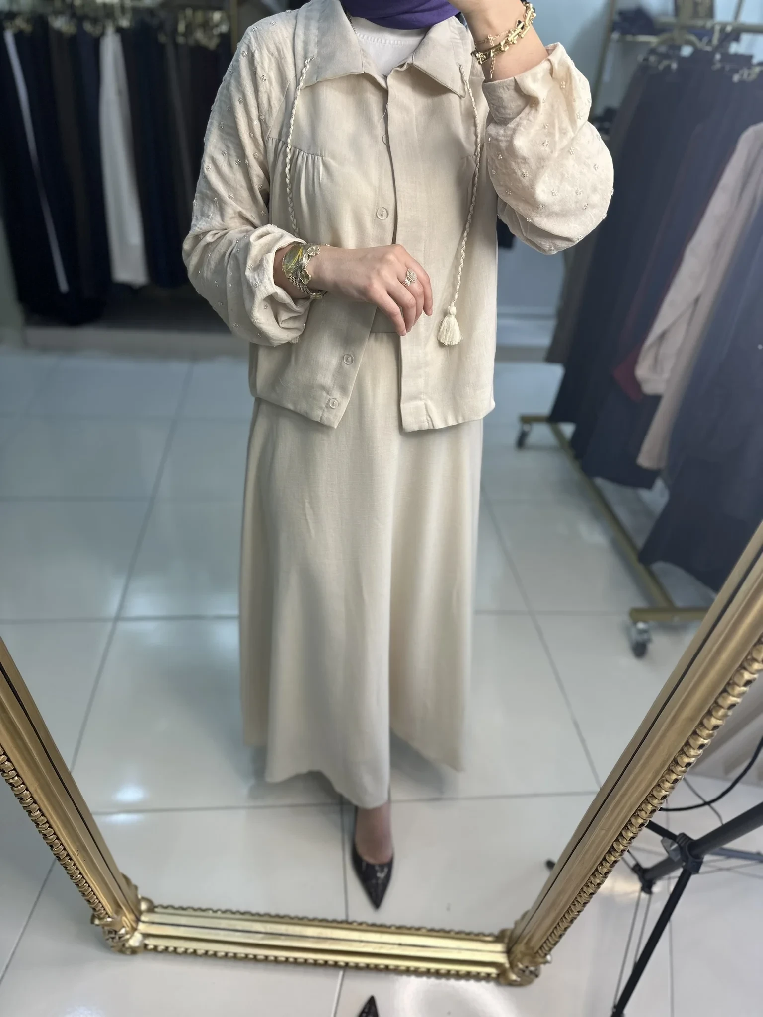 FUAT GÜRŞEN İKİLİ ETEKLİ TAKIM KETEN