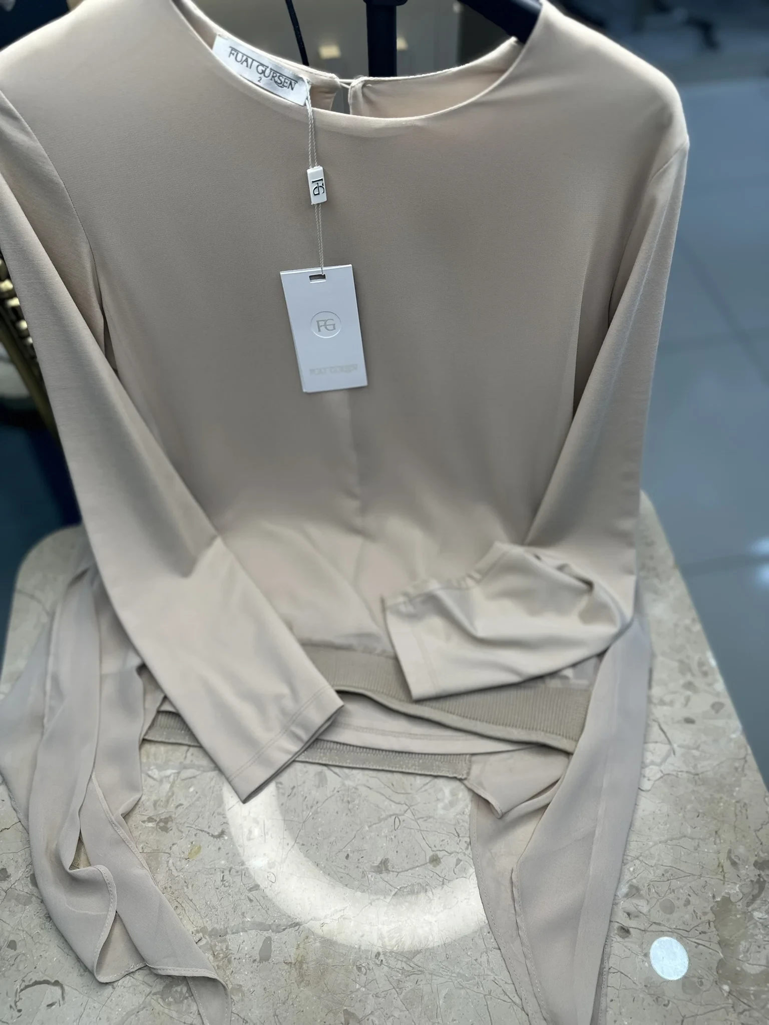 Fuat Gürşen 5360 Yanları Şifon Detay Bluz - Bej