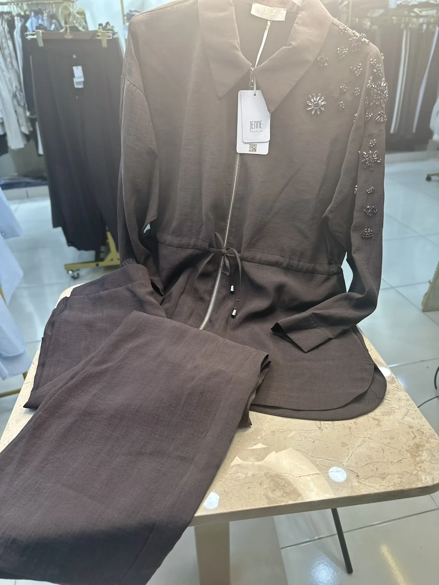 JENNE MARKA OMZU TAŞ İŞLEMELİ İKİLİ PANTON TAKIM