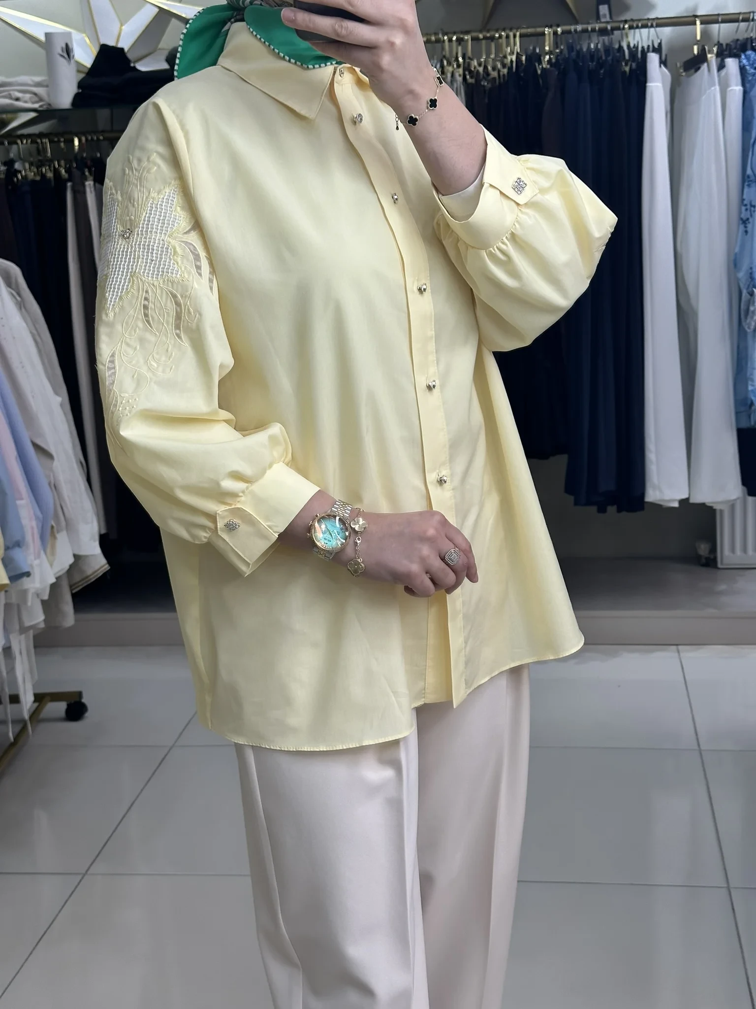 MY312 MARKA KOLLARI NAKIŞLI TAŞLI TUNİK GÖMLEK