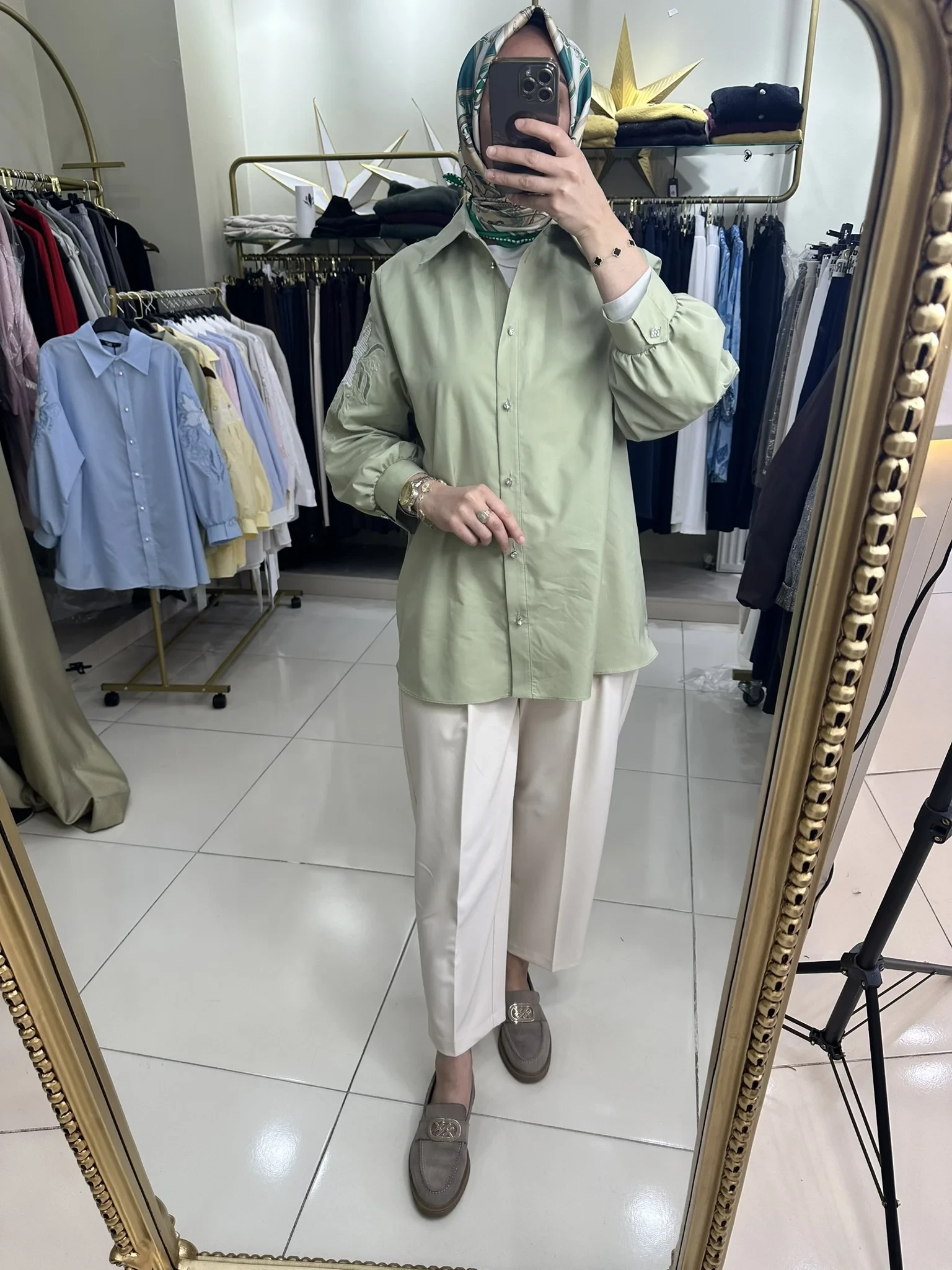 MY312 MARKA KOLLARI NAKIŞLI TAŞLI TUNİK GÖMLEK