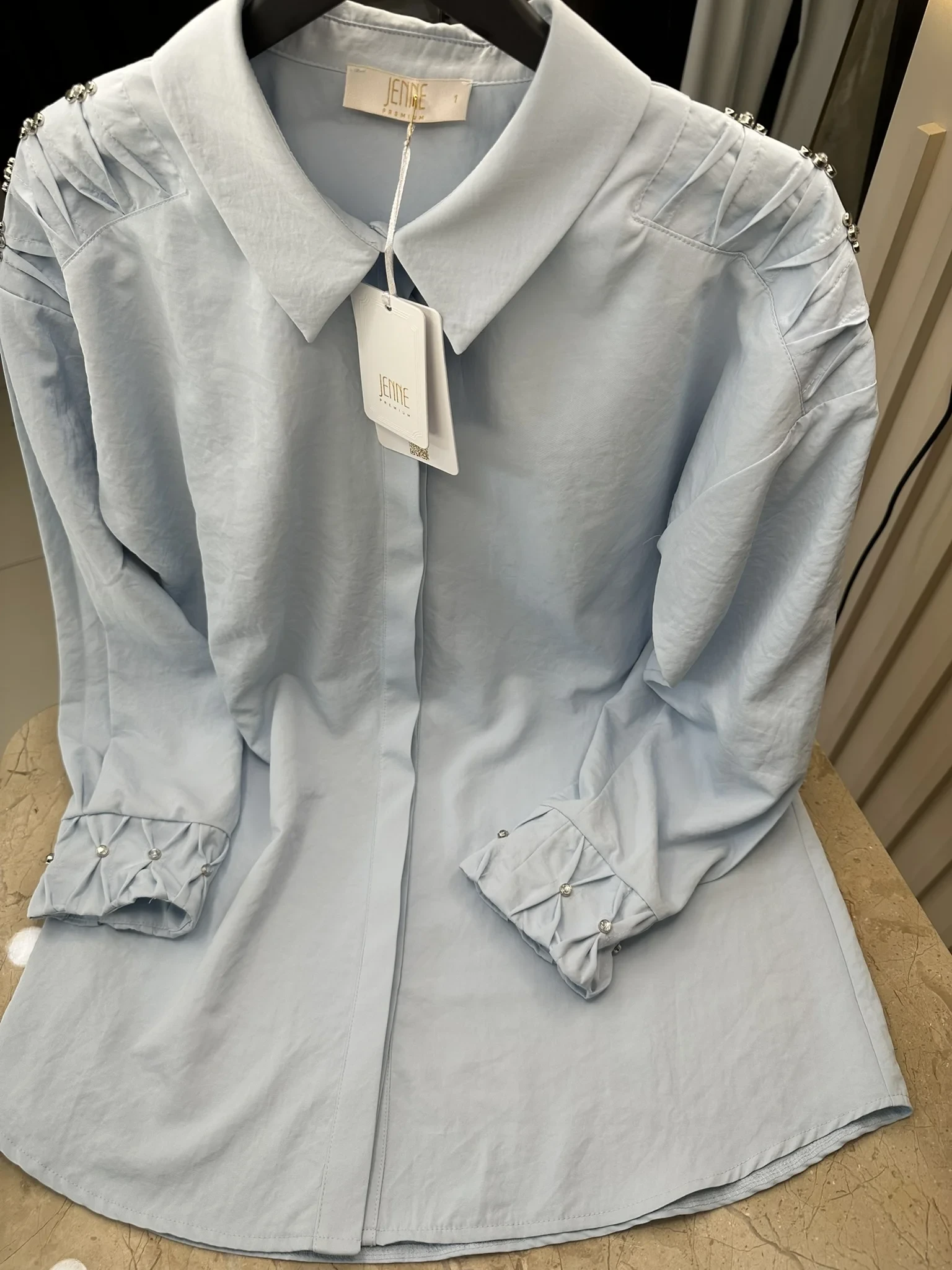 JENNE PREMIUM MARKA TAŞLI NERVÜRLÜ GÖMLEK TUNİK