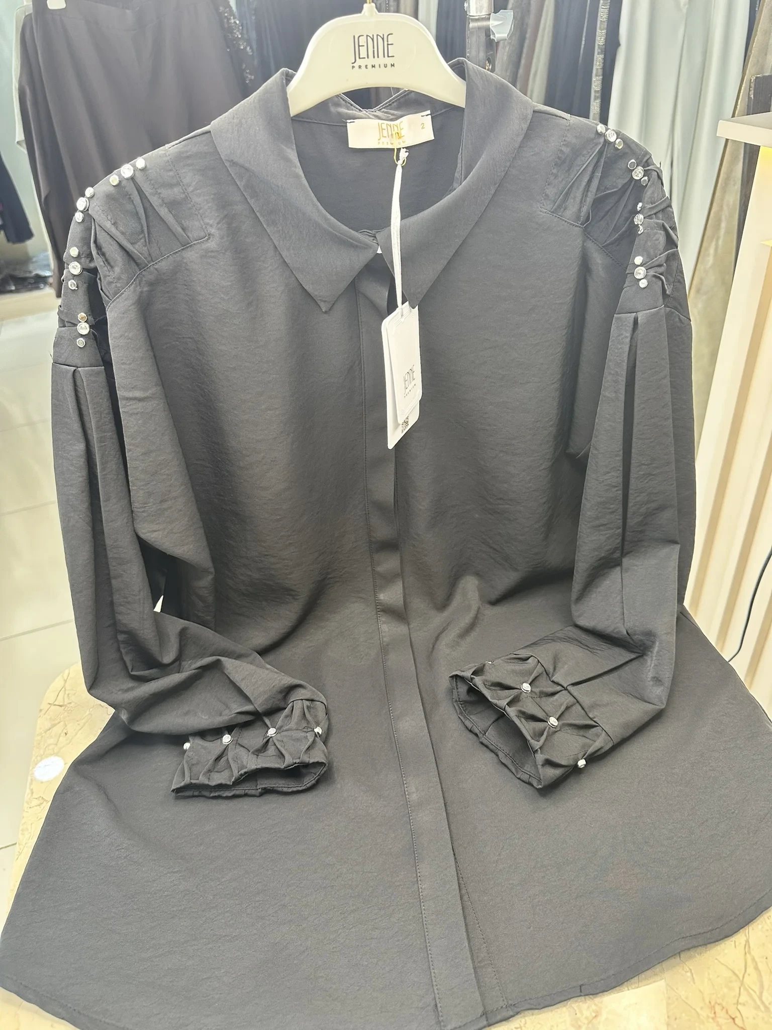 JENNE PREMIUM  TAŞLI NERVÜRLÜ GÖMLEK