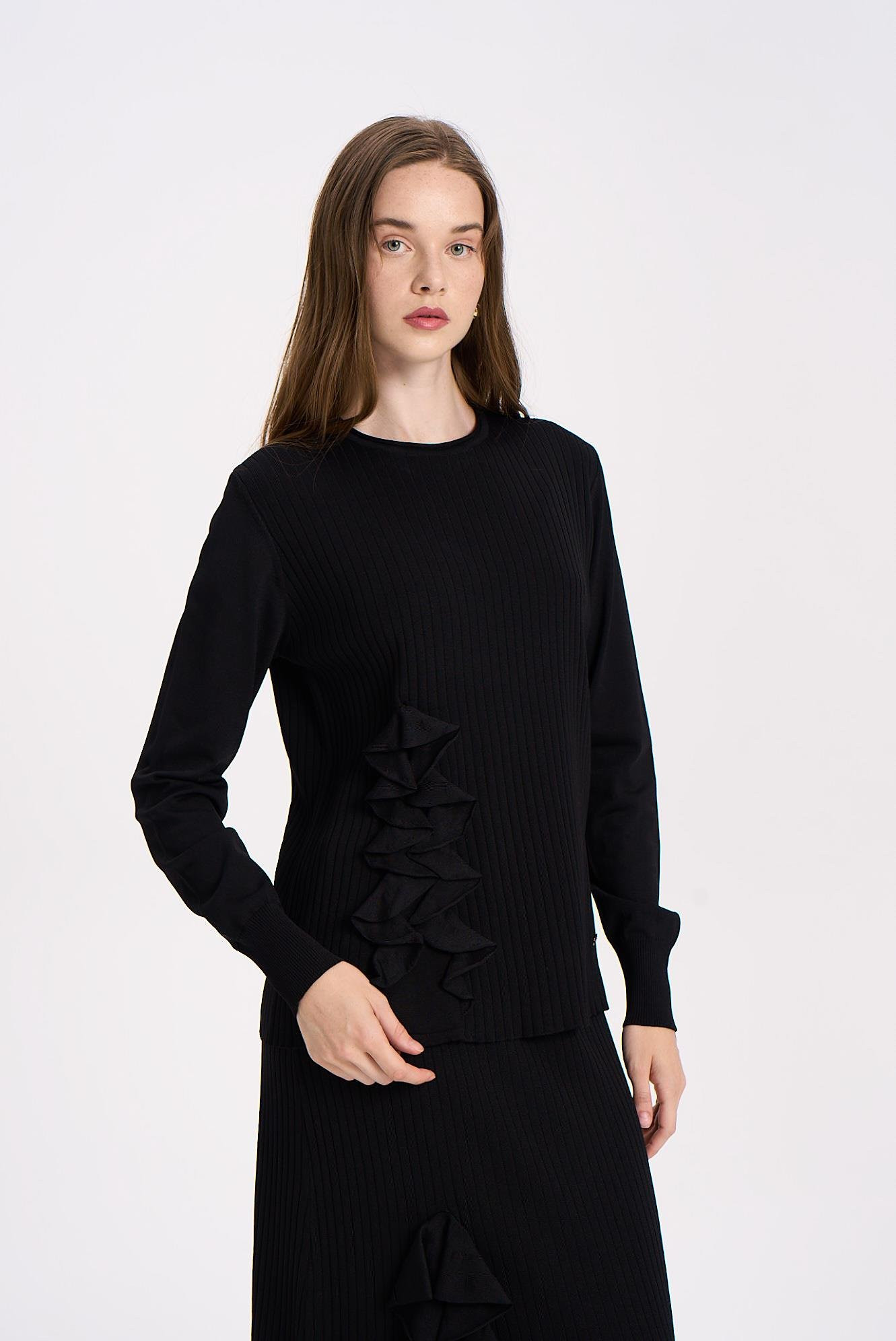 NİLİWİ ENİNE FIRFIRLI ETEK BLUZ TAKIM