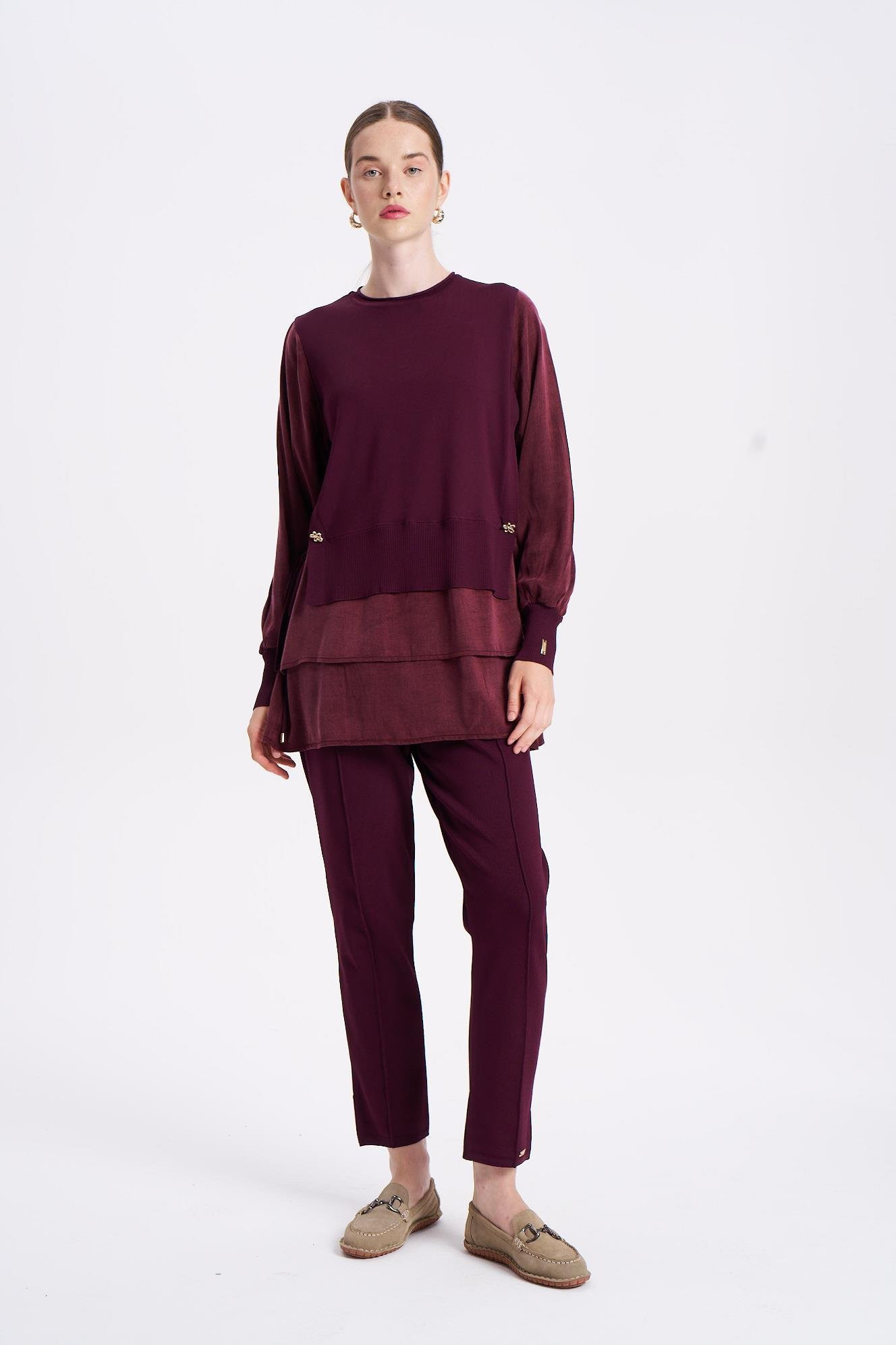 NİLİWİ ETEĞİ ÇİFT KATLI KUPRA TUNİK -FARKLI RENK SEÇENEKLERİ