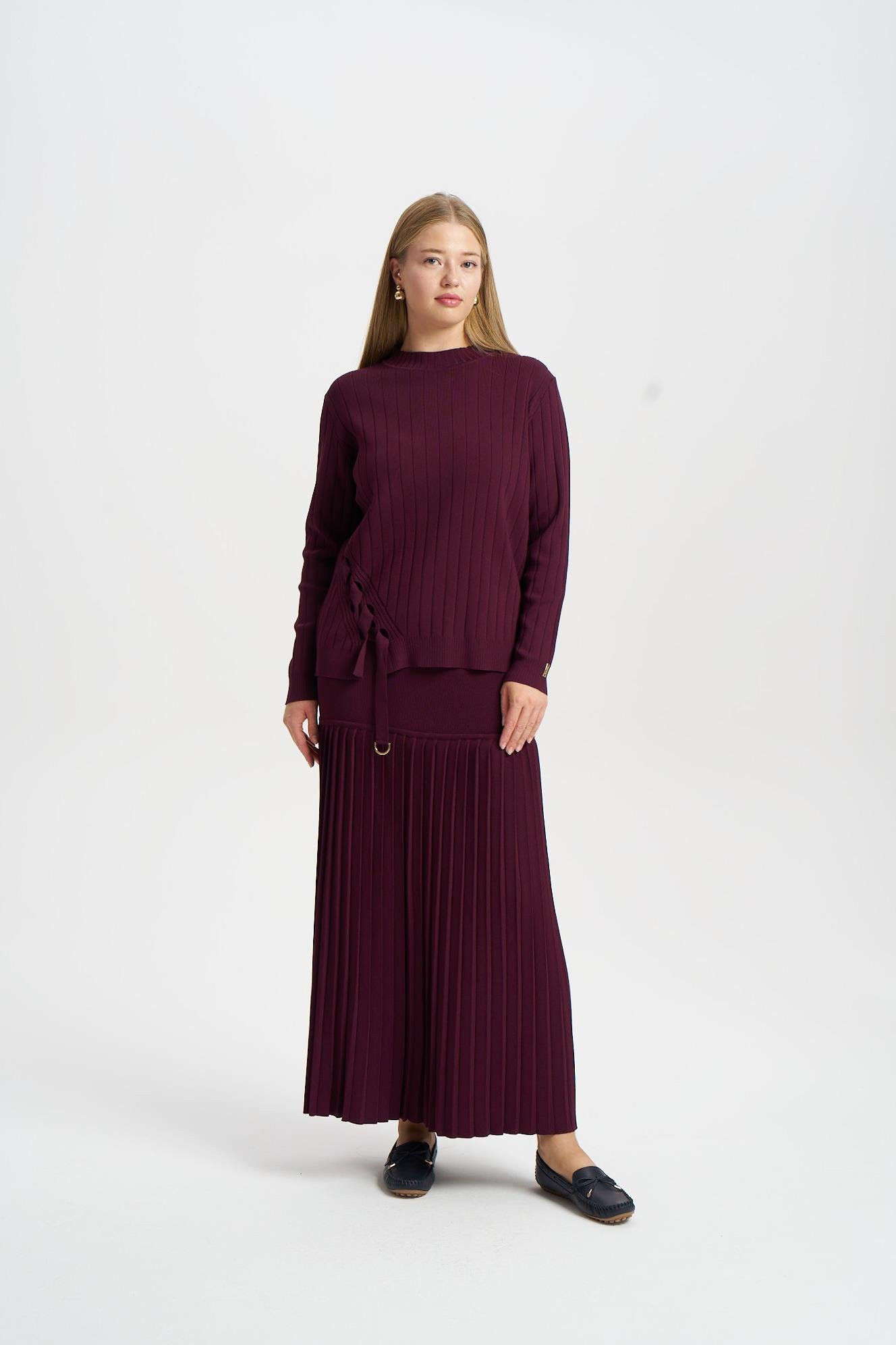 NİLİWİ YANI VEREV PARÇALI SÜS TİKTAKLI BLUZ SİYAH,KAHVE,BORDO RENK SEÇENEĞİ