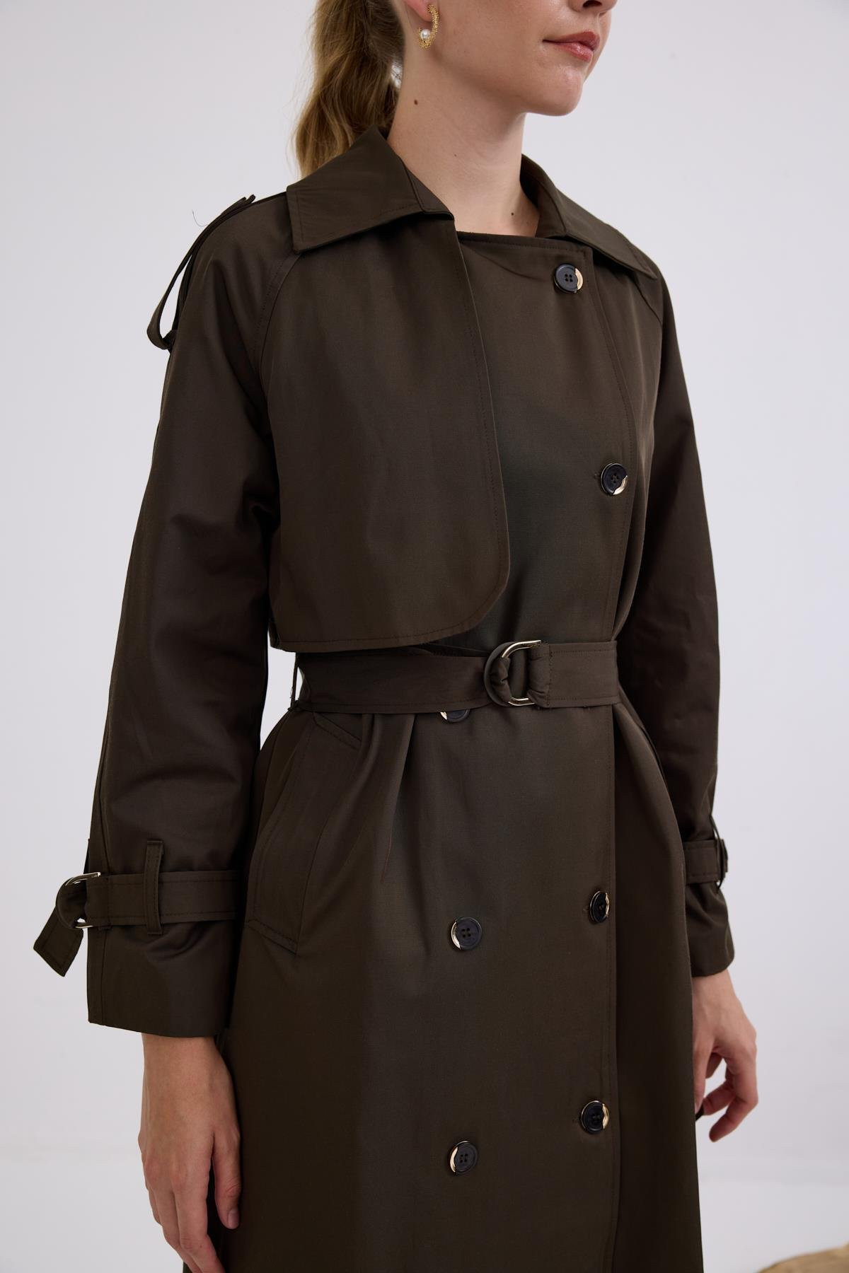 Hilay Dream Düğmeli Gold Kemerli Trençkot