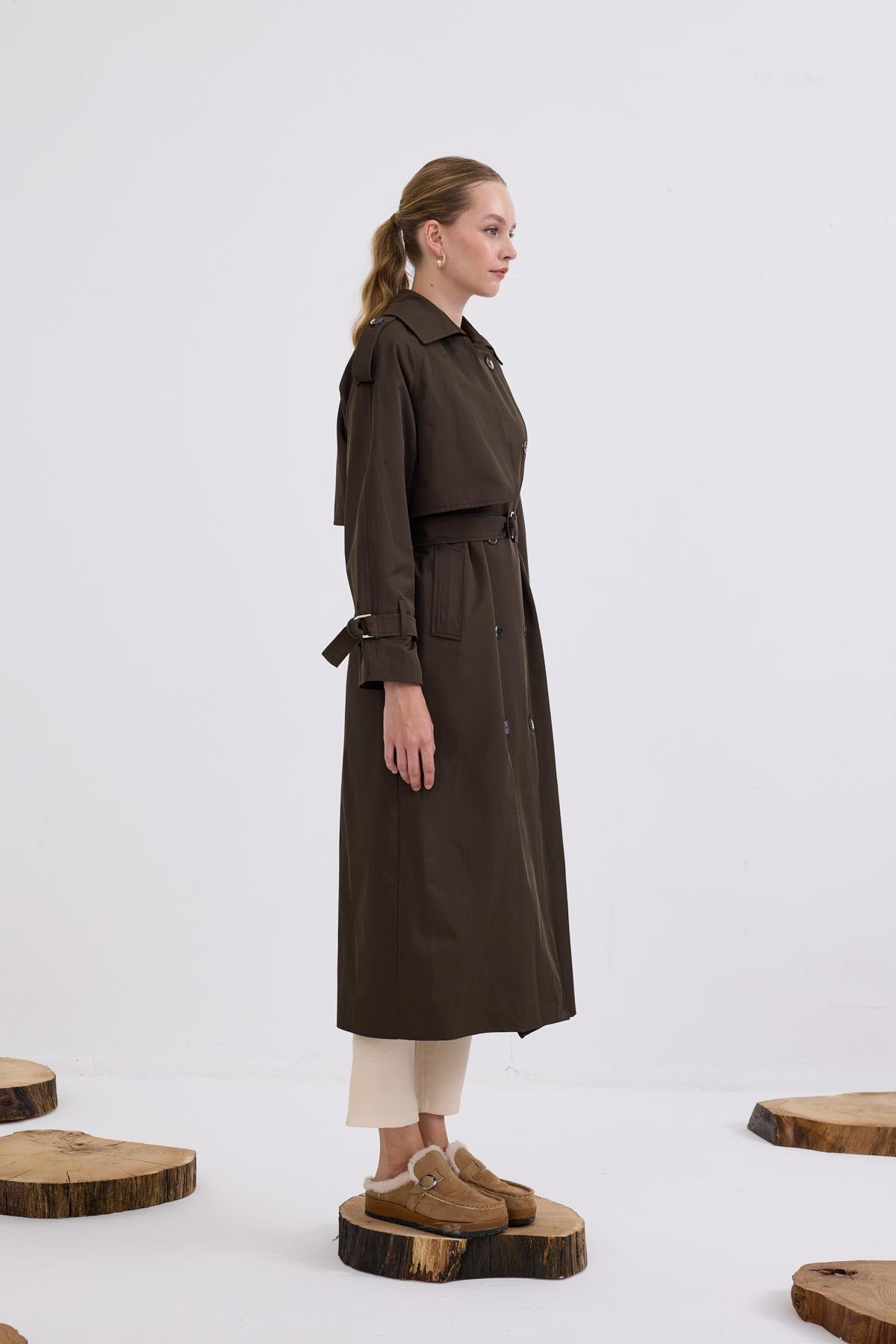 Hilay Dream Düğmeli Gold Kemerli Trençkot