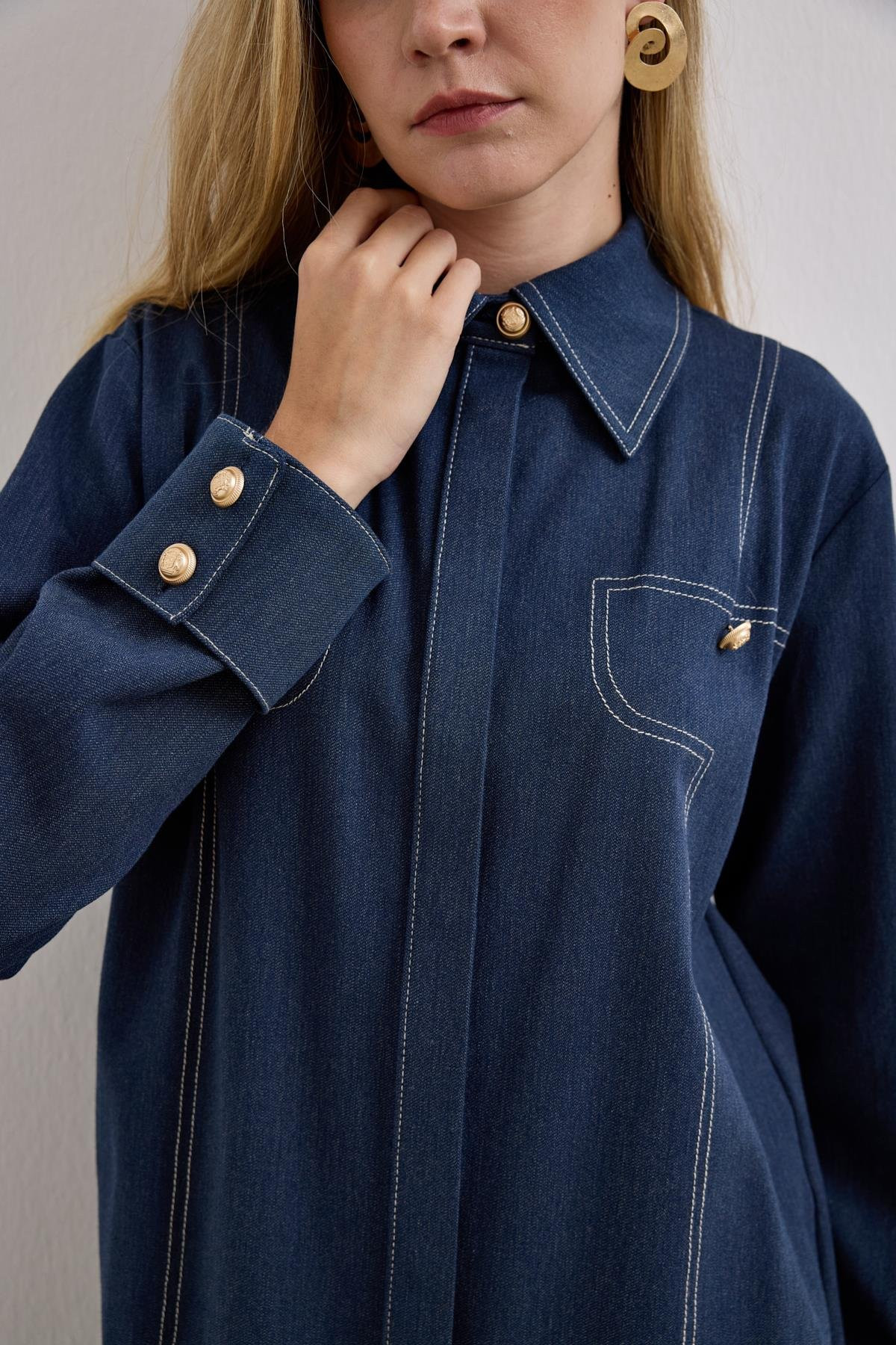 Hilay Denis Dikiş Detaylı Pantolonlu Takım