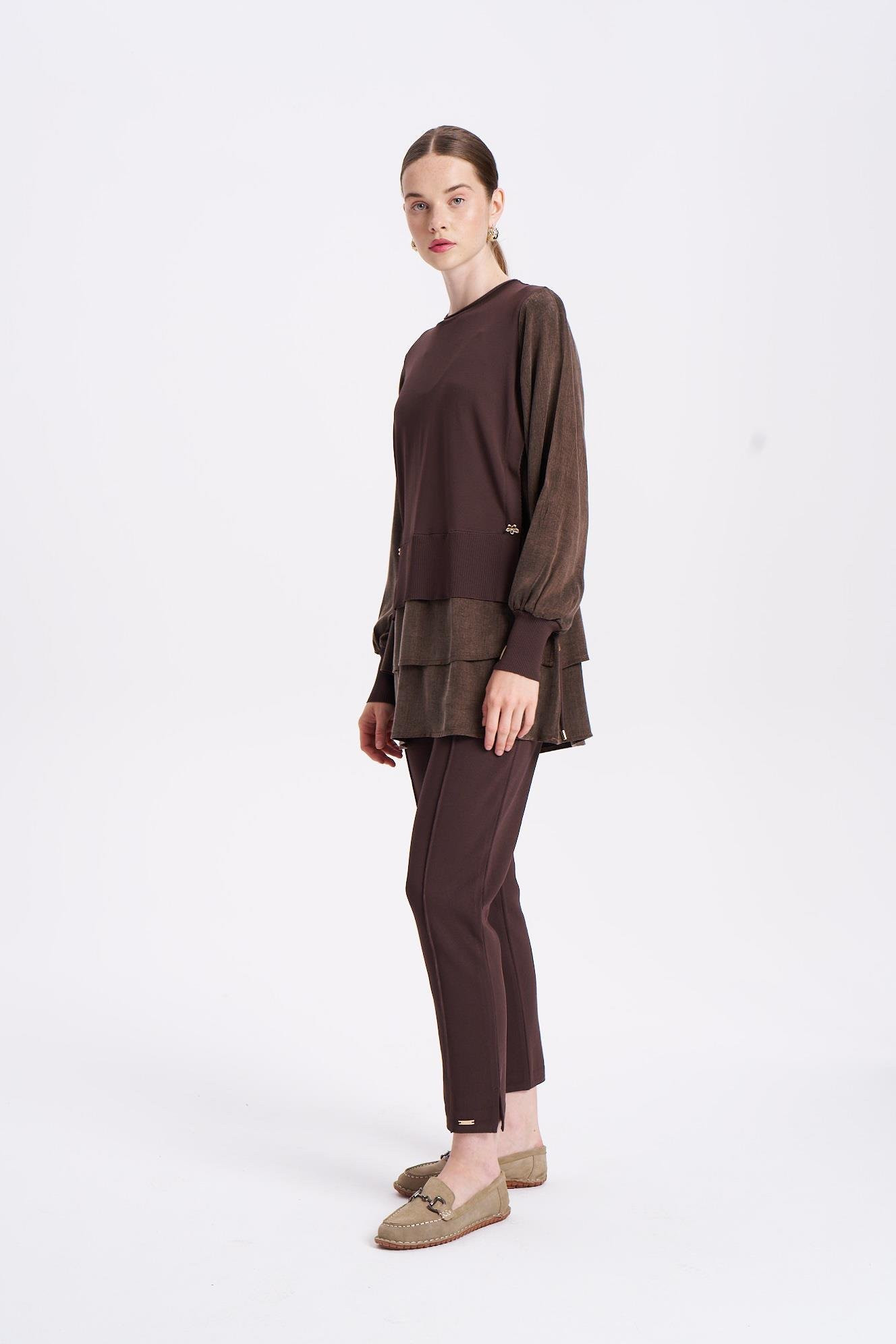 NİLİWİ ETEĞİ ÇİFT KATLI KUPRA TUNİK -FARKLI RENK SEÇENEKLERİ