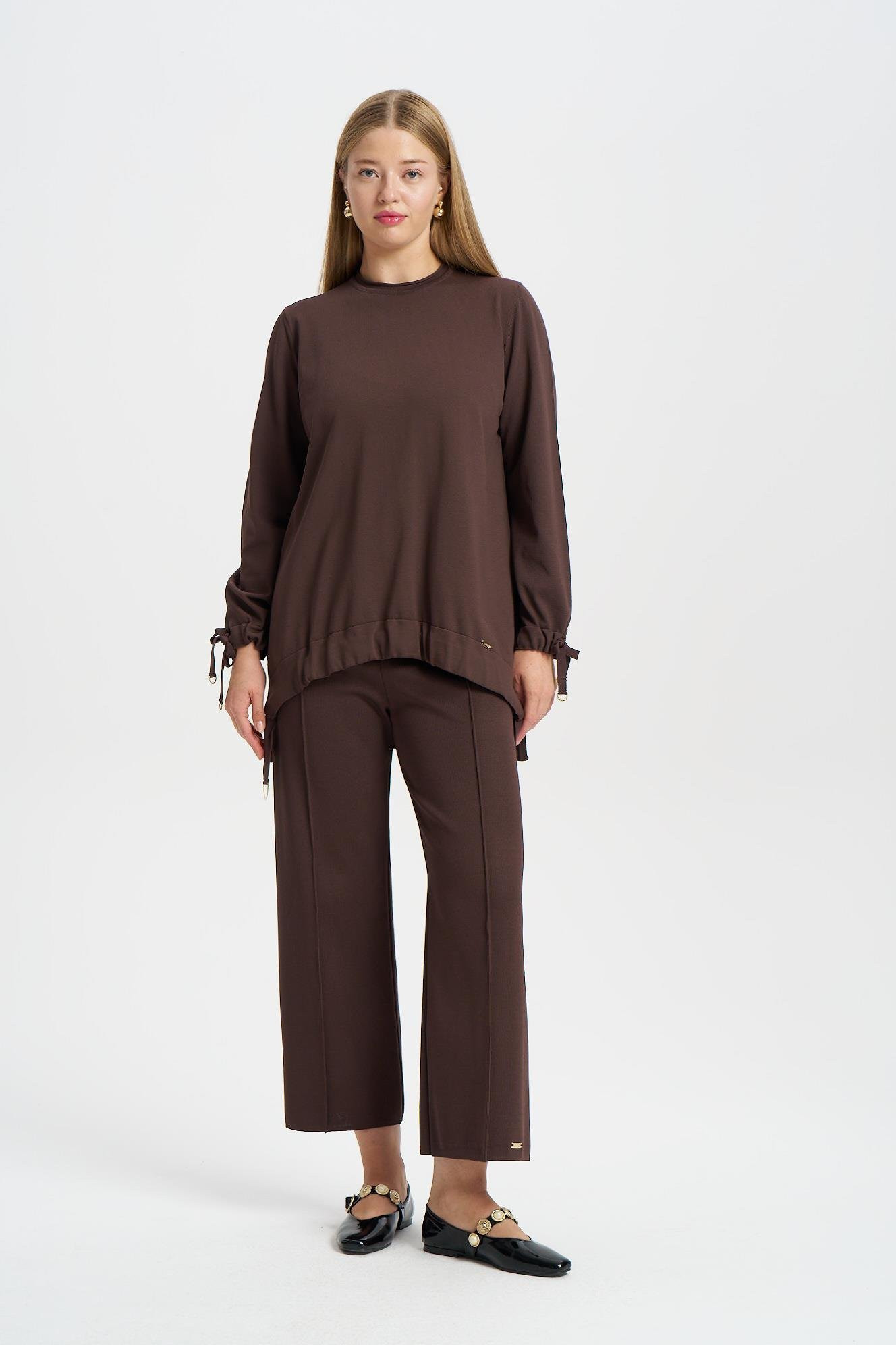 NİLİWİ ÖN ETEĞİ VE KOLLARI BÜZGÜLÜ TUNİK