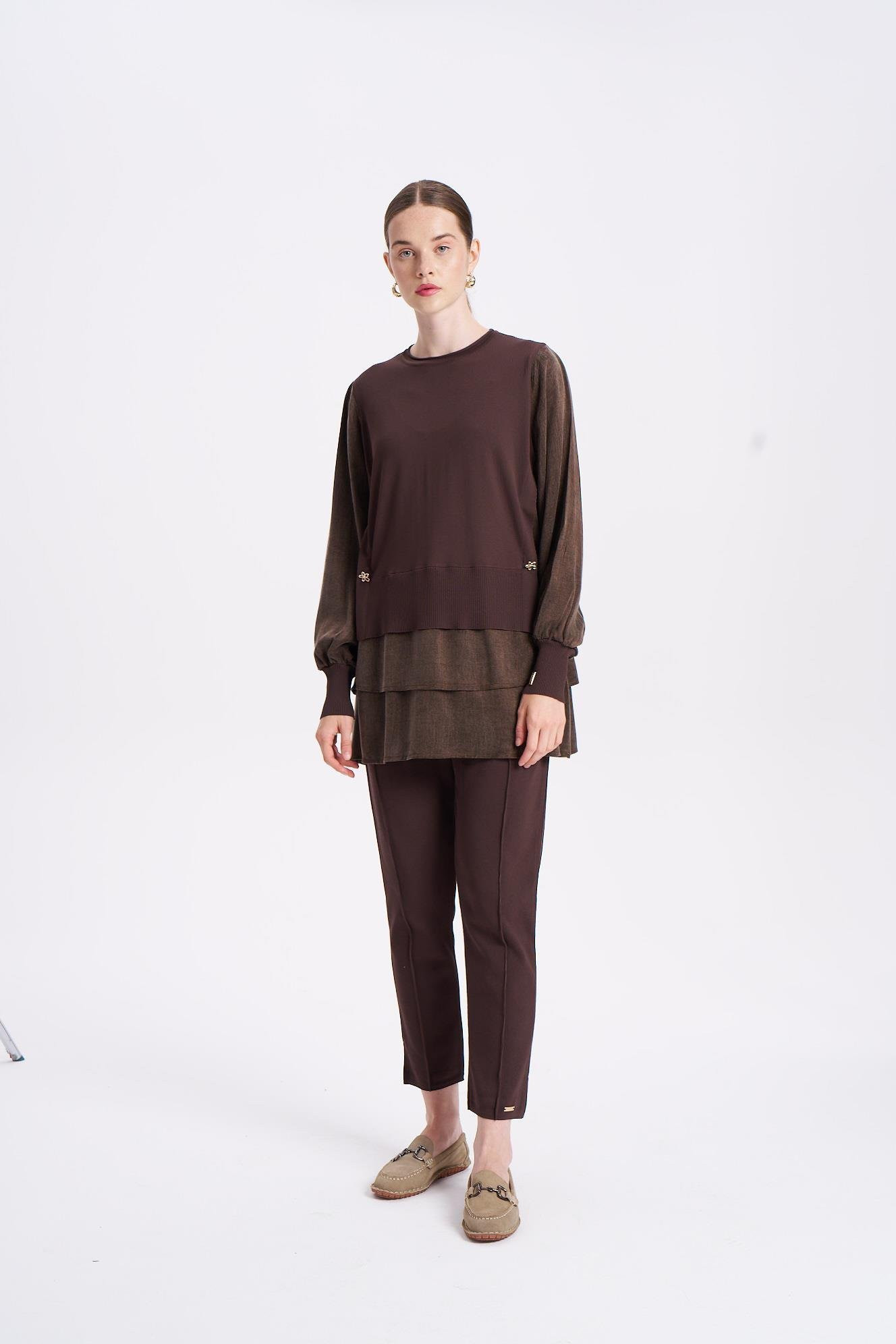 NİLİWİ ETEĞİ ÇİFT KATLI KUPRA TUNİK -FARKLI RENK SEÇENEKLERİ