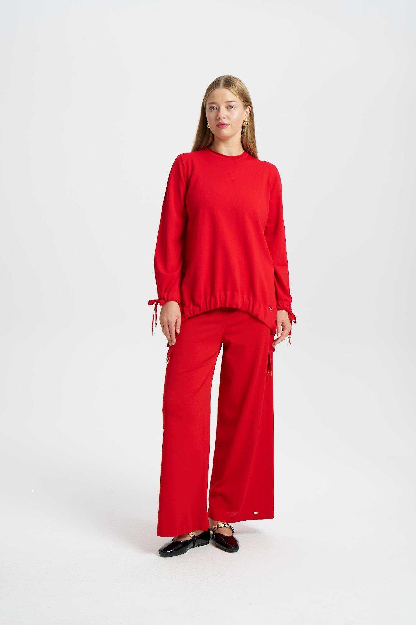 NİLİWİ ÖN ETEĞİ VE KOLLARI BÜZGÜLÜ TUNİK