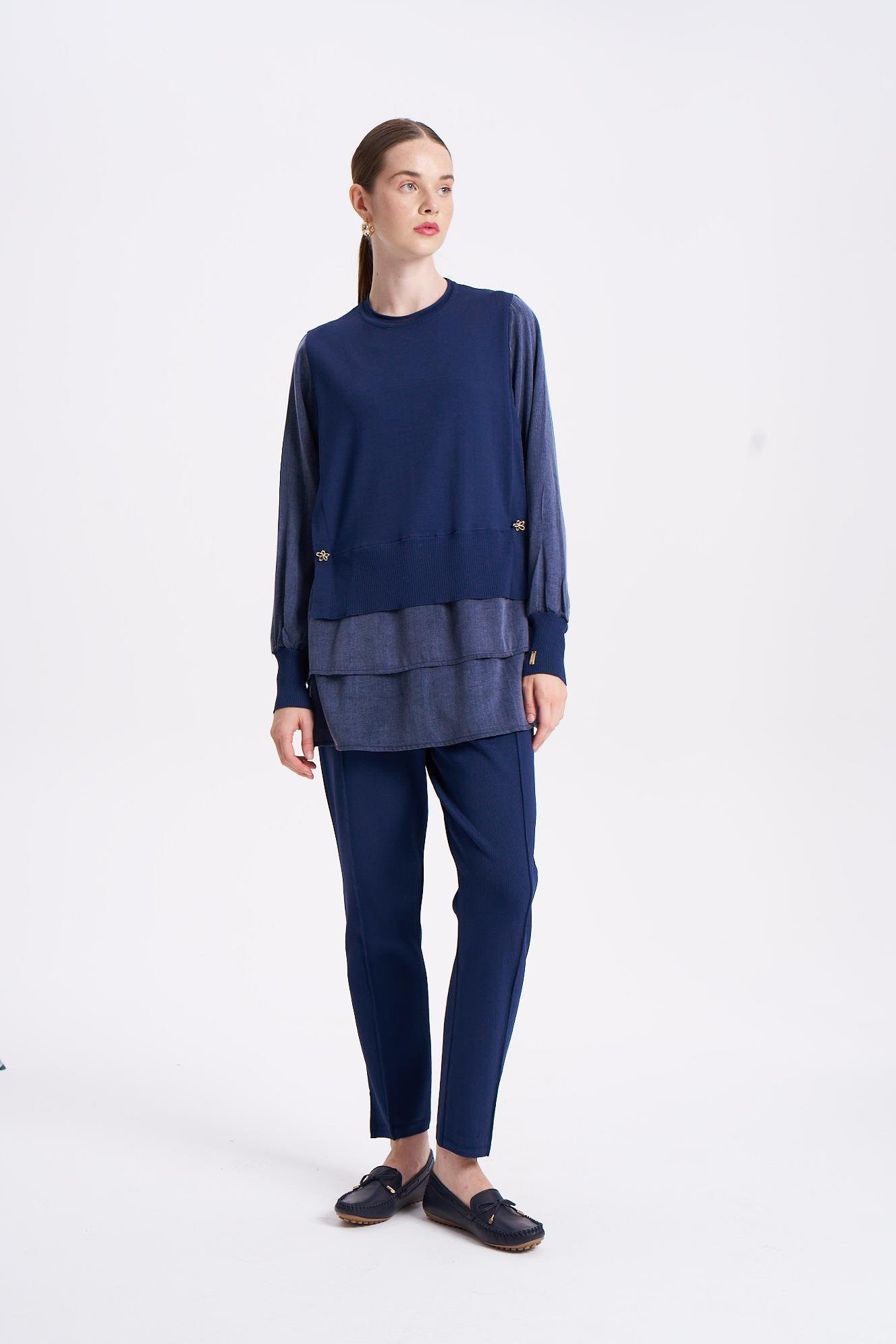 NİLİWİ ETEĞİ ÇİFT KATLI KUPRA TUNİK -FARKLI RENK SEÇENEKLERİ