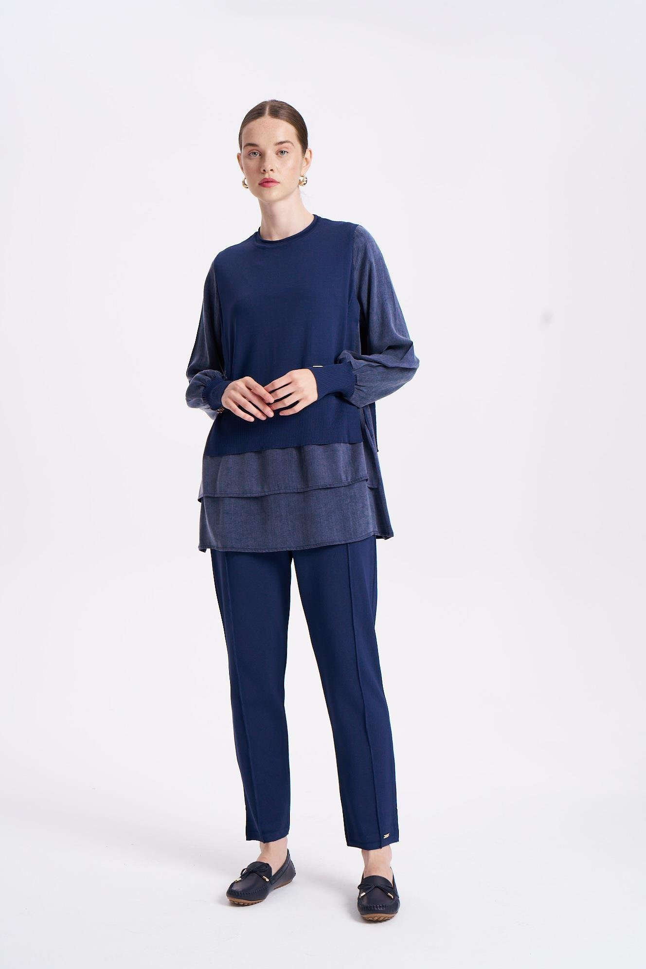 NİLİWİ ETEĞİ ÇİFT KATLI KUPRA TUNİK -FARKLI RENK SEÇENEKLERİ