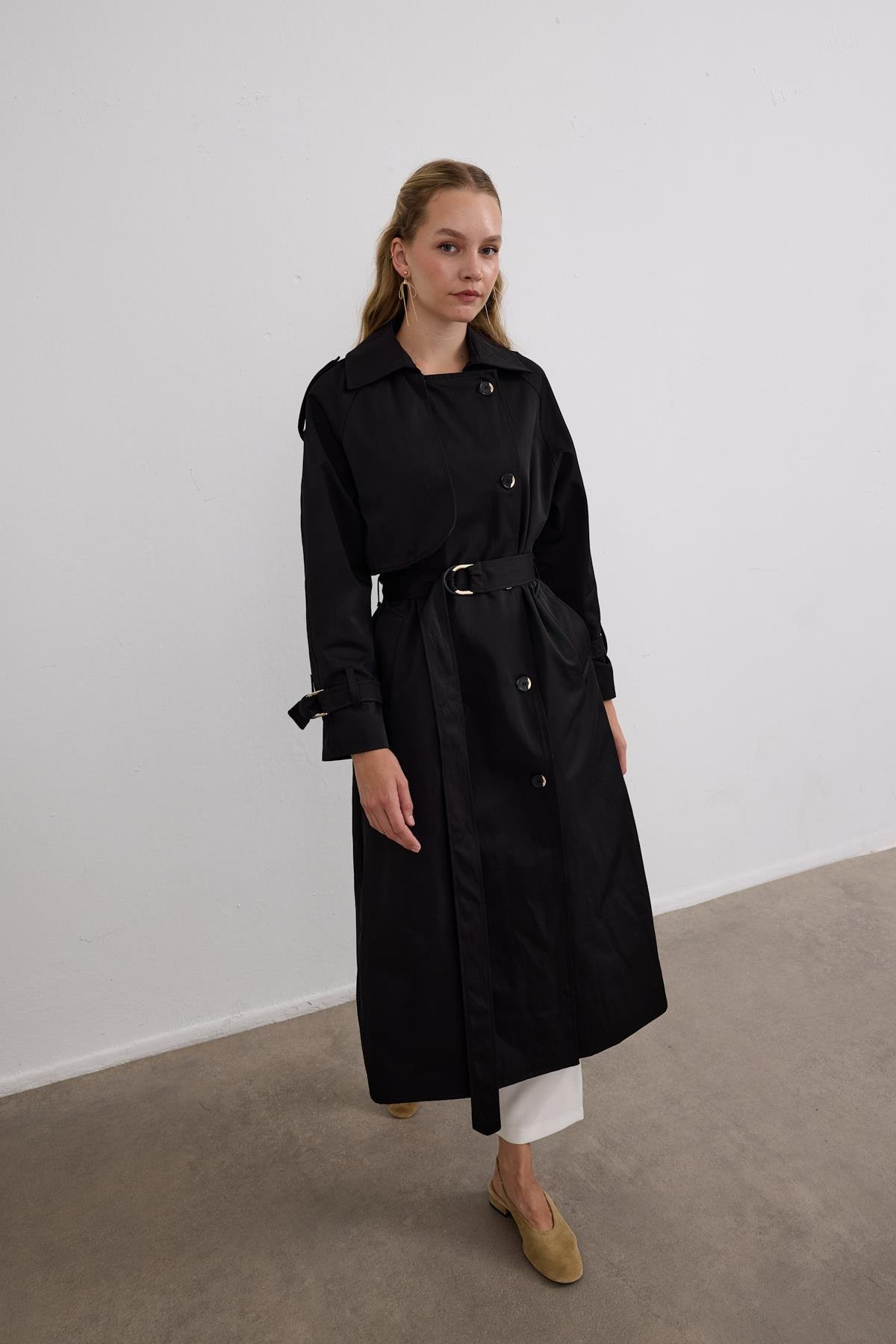 Hilay Dream Düğmeli Gold Kemerli Trençkot