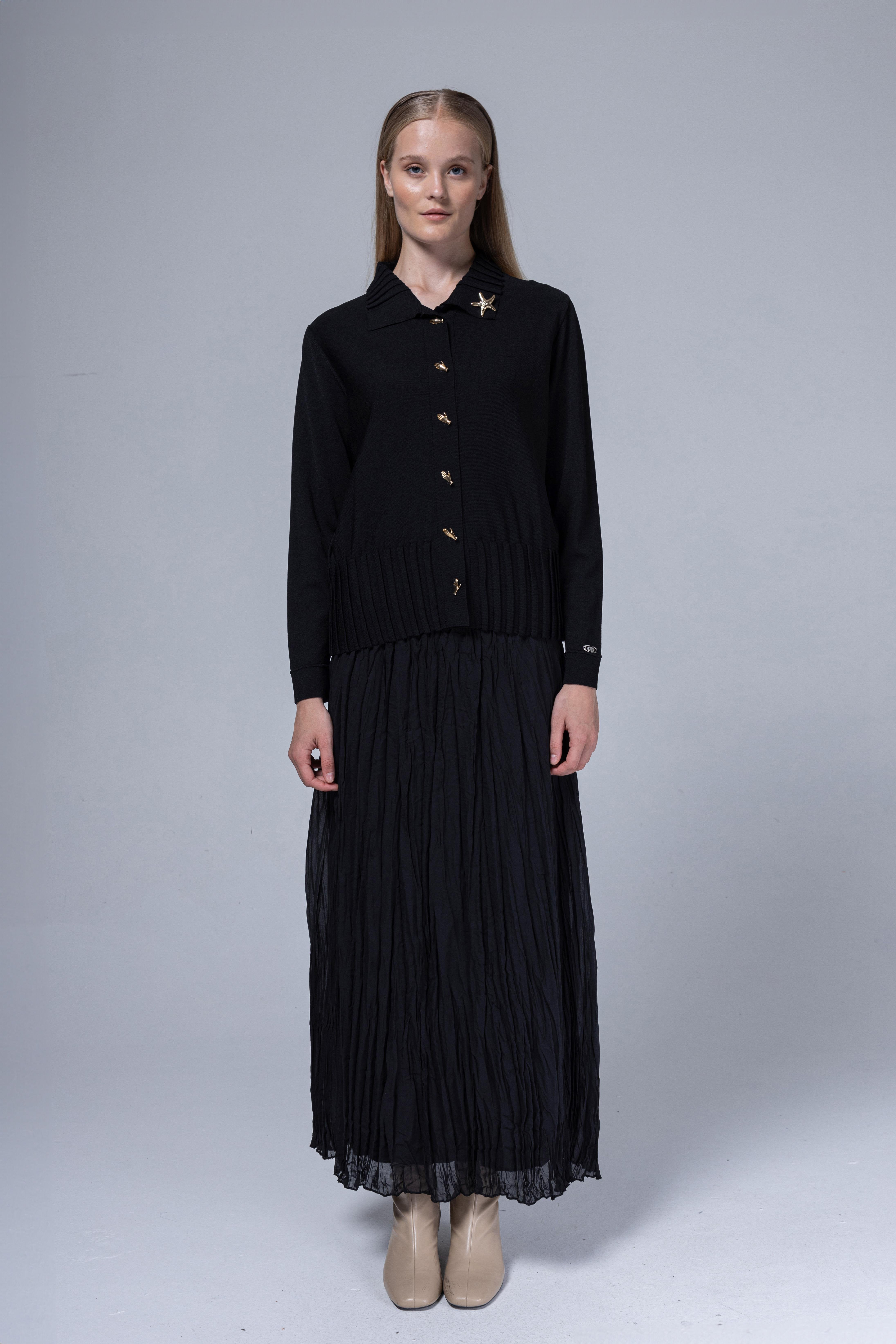 KALIN BEKLETMELİ KISA HIRKA BROŞLU-FARKLI RENK SEÇENEKLERİ