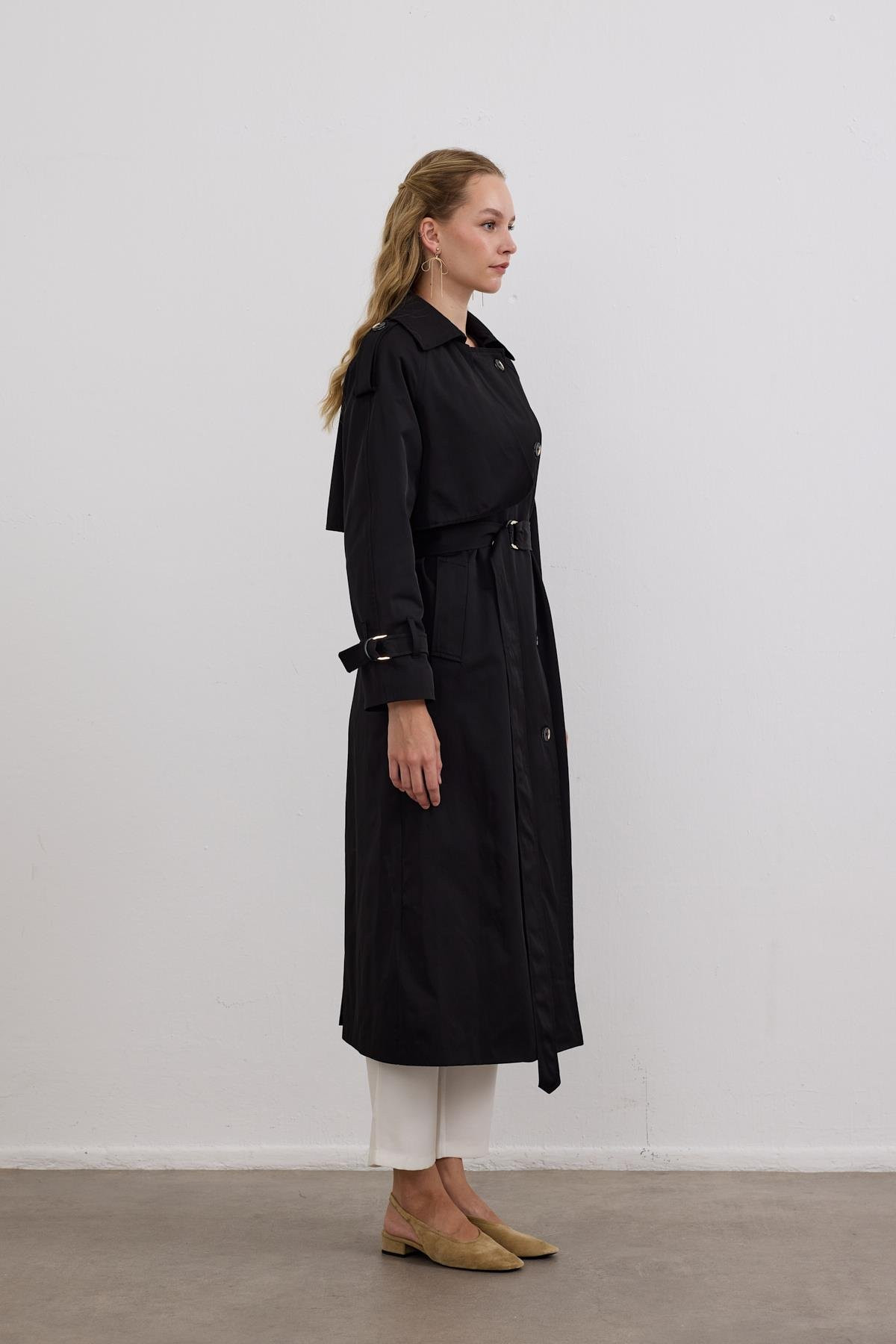 Hilay Dream Düğmeli Gold Kemerli Trençkot